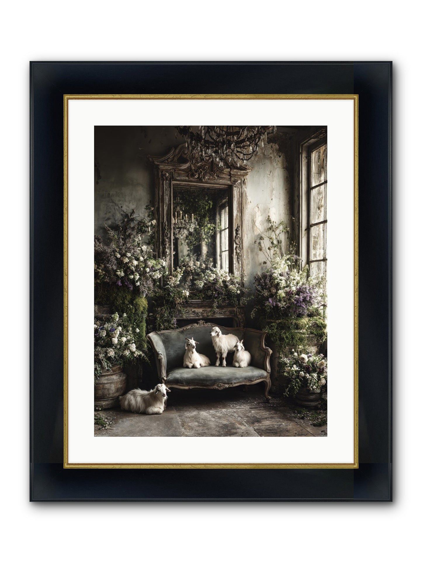 Flights Of Fancy Framed Print - Wide Black w/Gold 18x24
