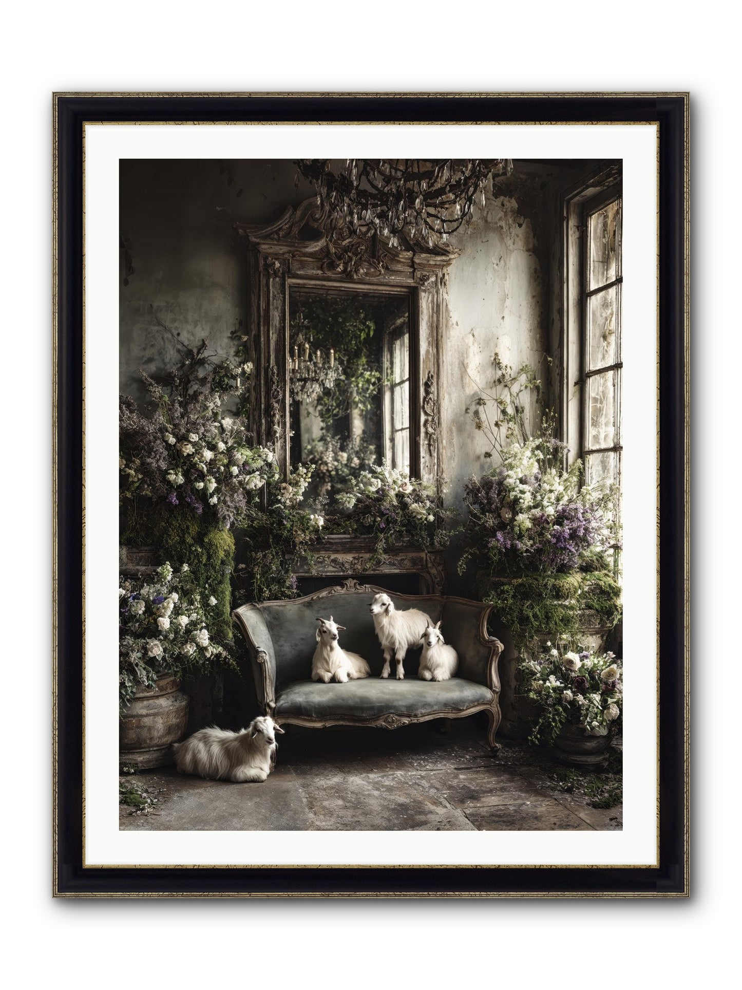 Flights Of Fancy Framed Print - Black & Gold 30x40