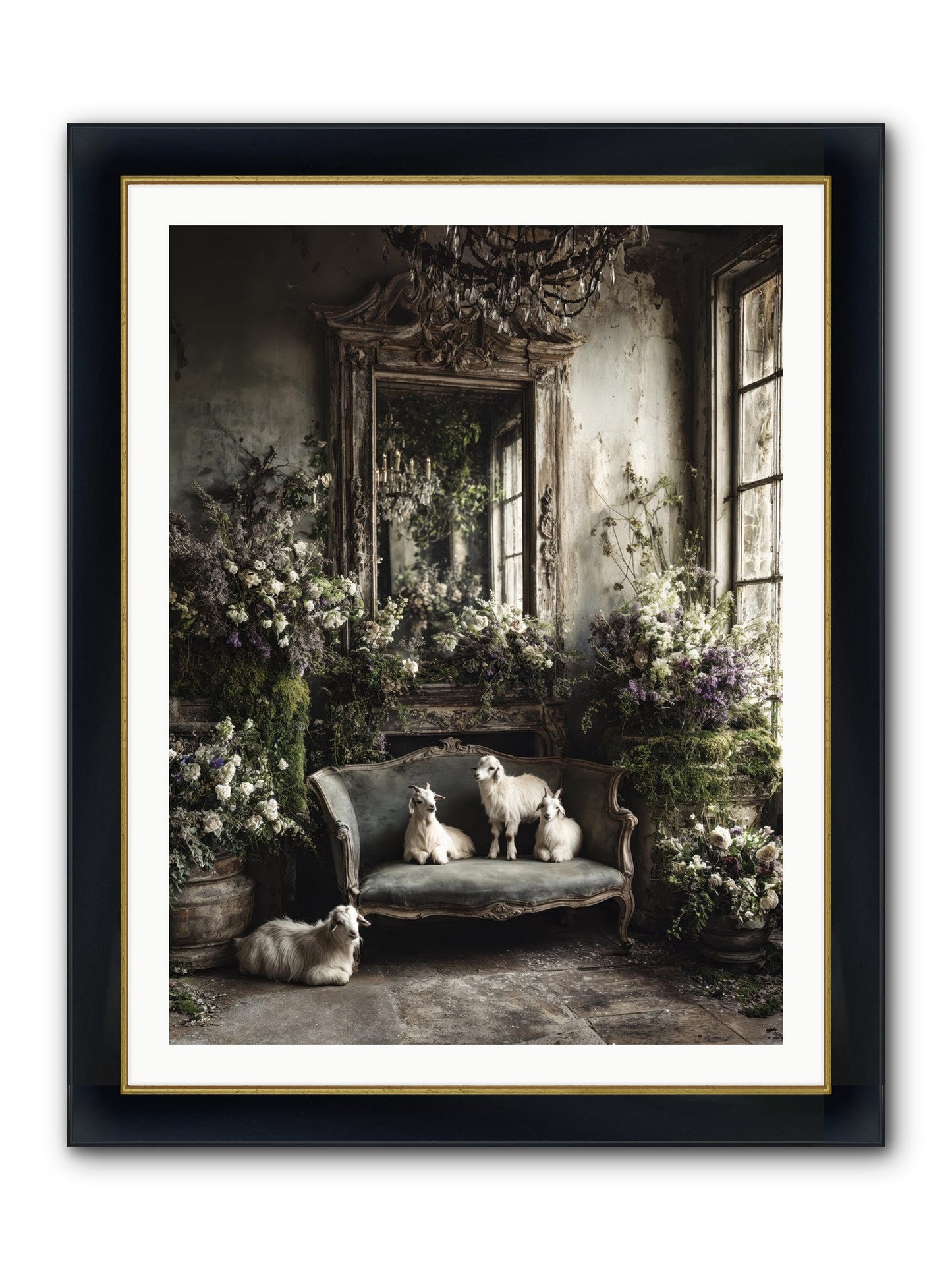 Flights Of Fancy Framed Print - Wide Black w/Gold 30x40