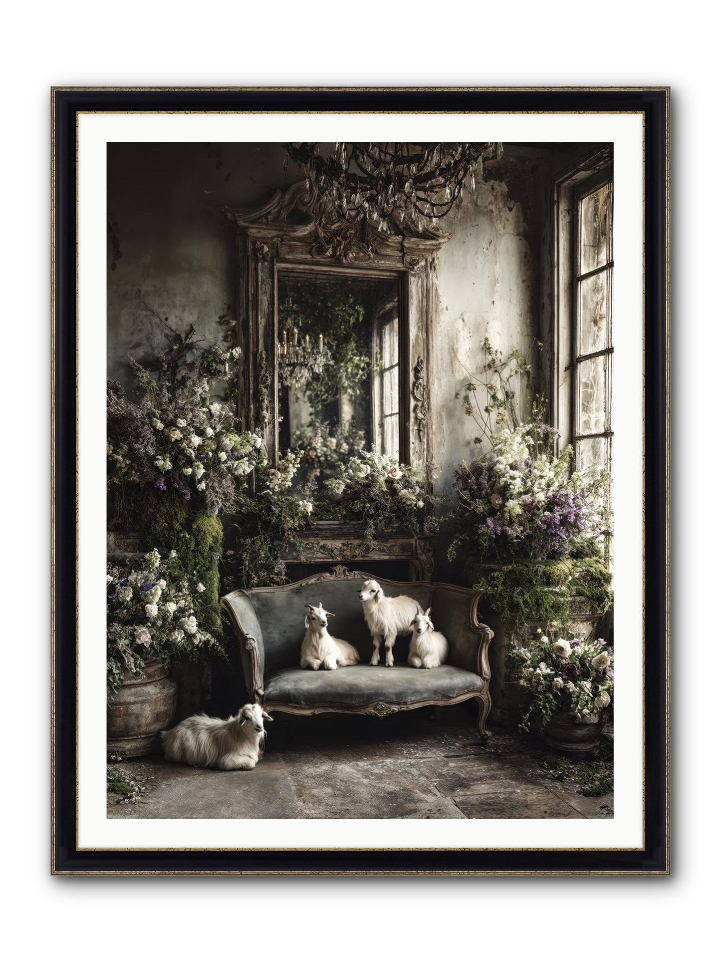 Flights Of Fancy Framed Print - Black & Gold 36x48