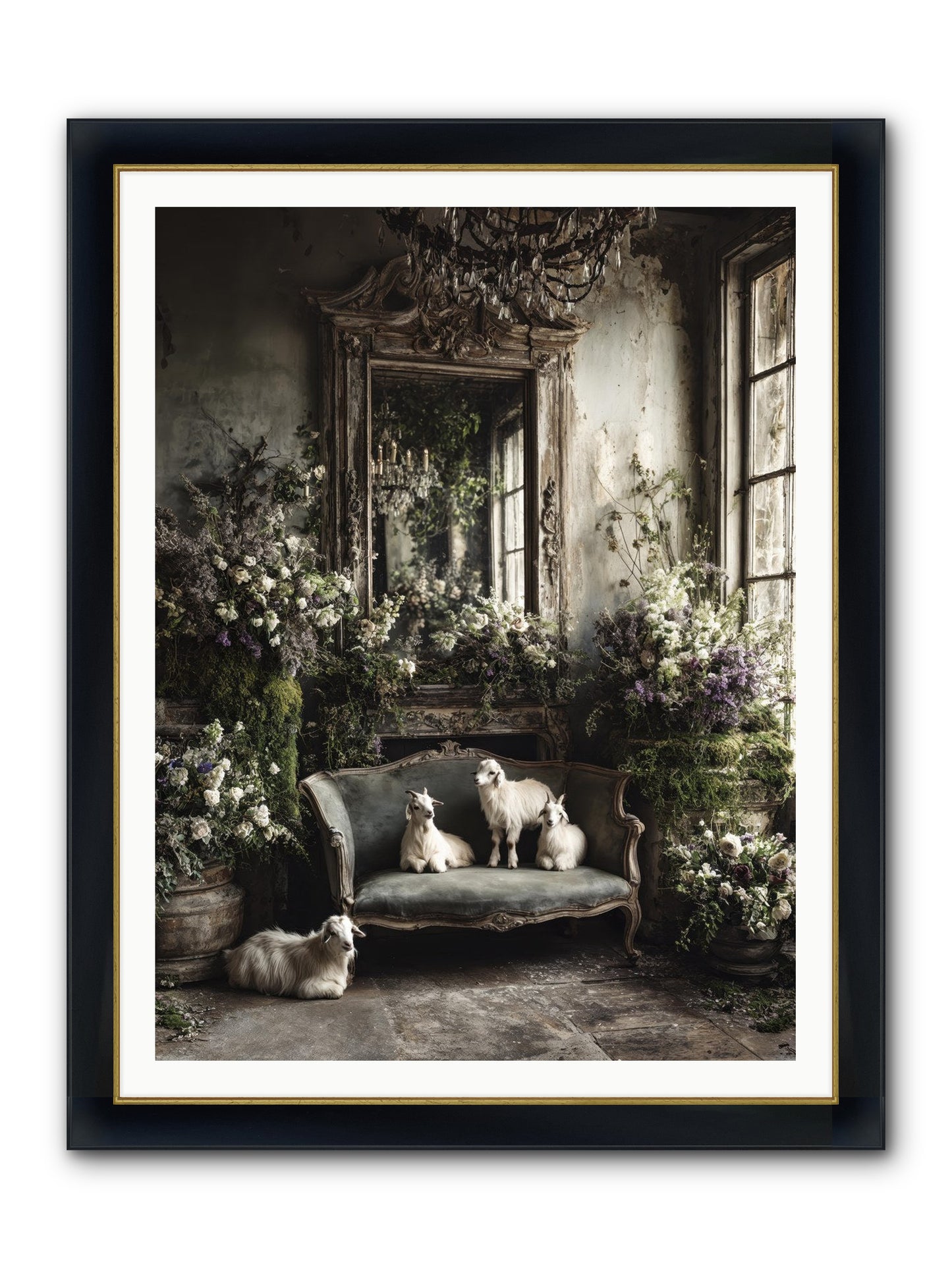 Flights Of Fancy Framed Print - Wide Black w/Gold 36x48