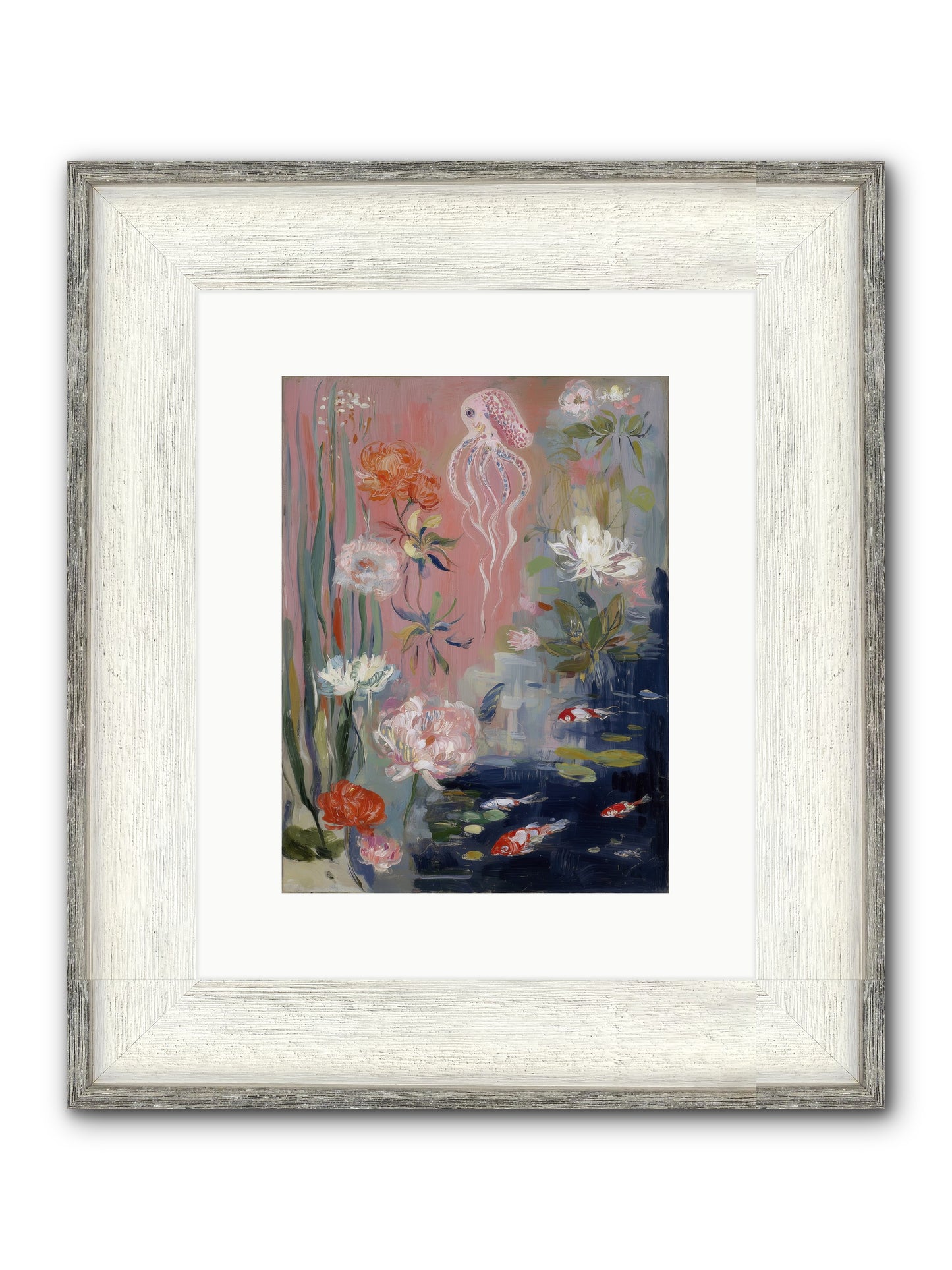 Floating In Sapphire Framed Print - Driftwood White 9x12