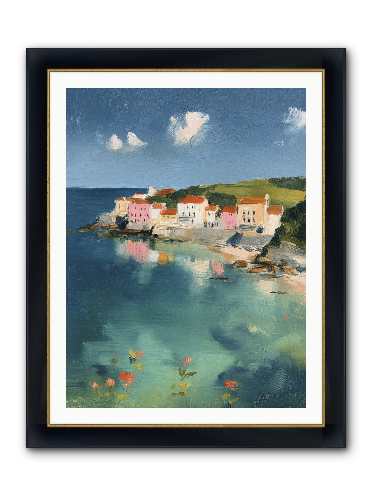 Floating On Dreams Framed Print - Wide Black w/Gold 30x40