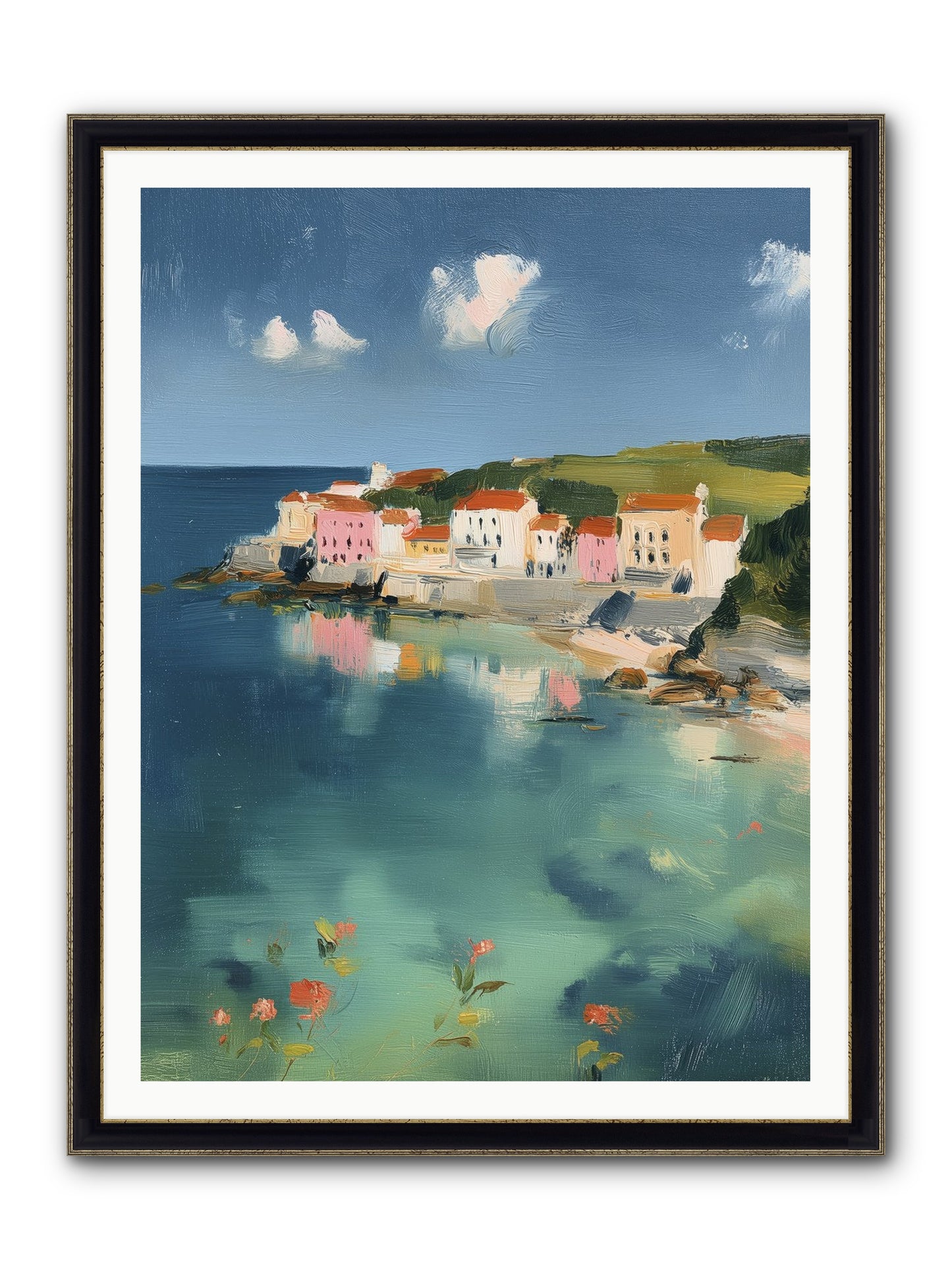 Floating On Dreams Framed Print - Black & Gold 36x48
