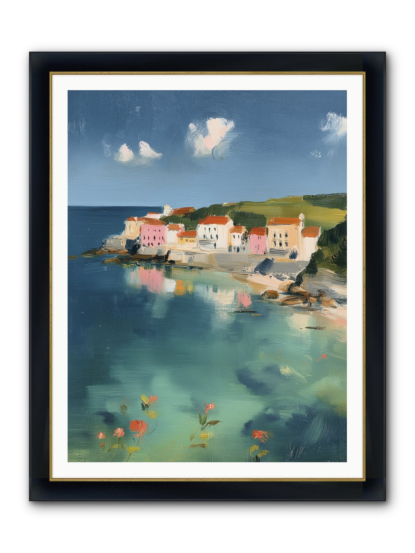 Floating On Dreams Framed Print - Wide Black w/Gold 36x48