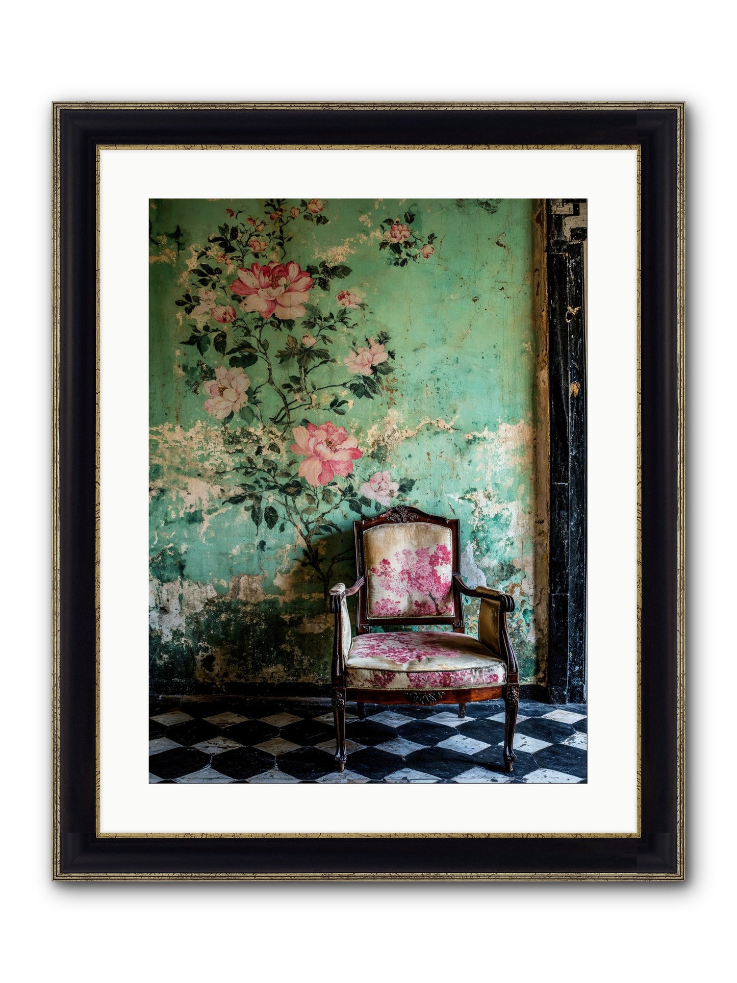 Flora Prophecies Framed Print - Black & Gold 18x24