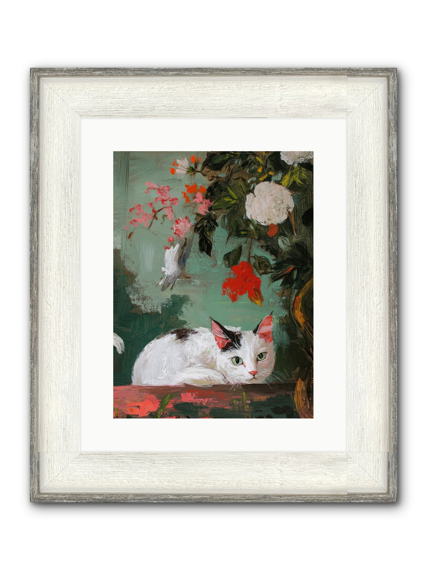 Floral Debutante Framed Print - Driftwood White 12x16