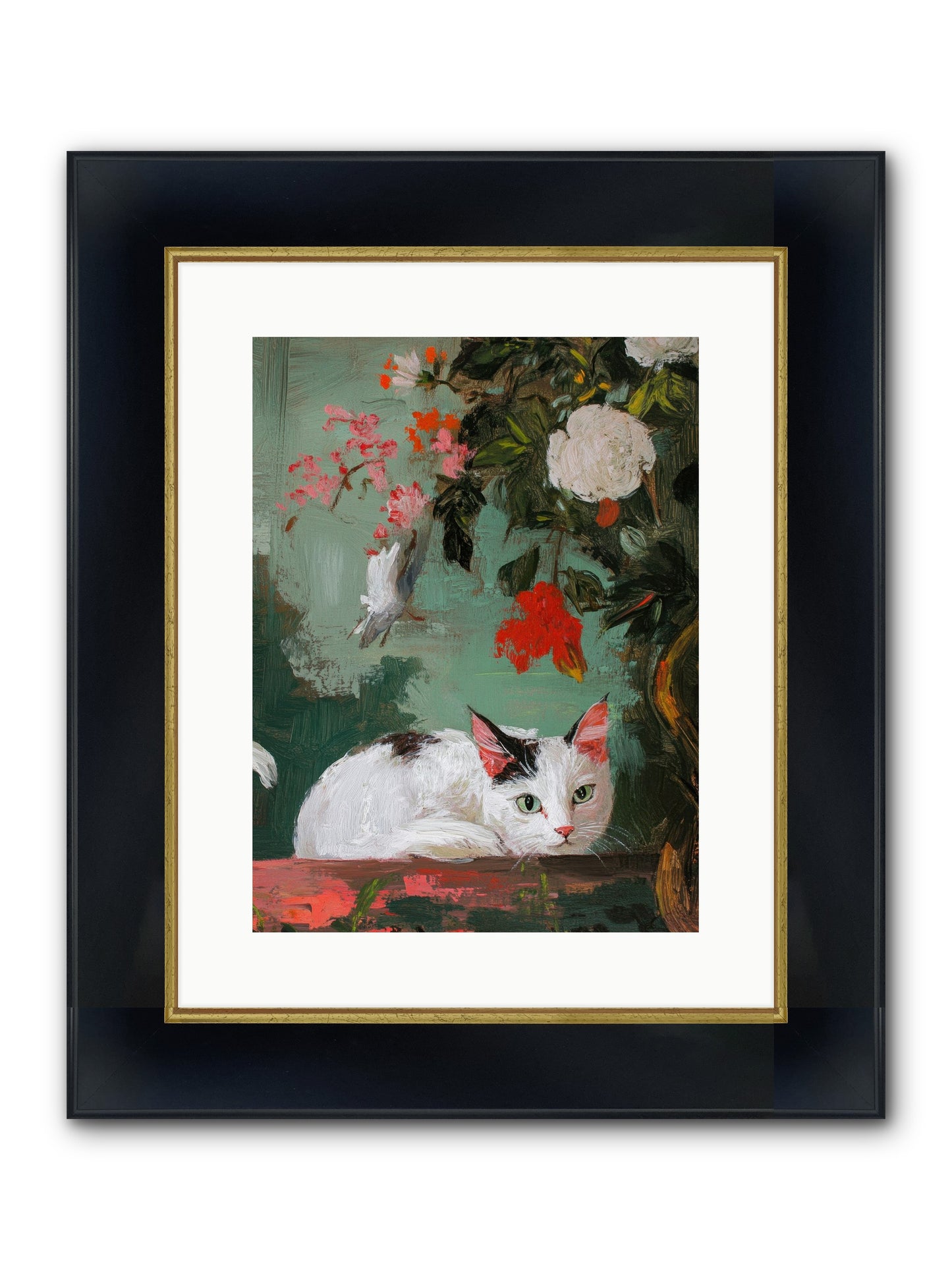 Floral Debutante Framed Print - Wide Black w/Gold 12x16
