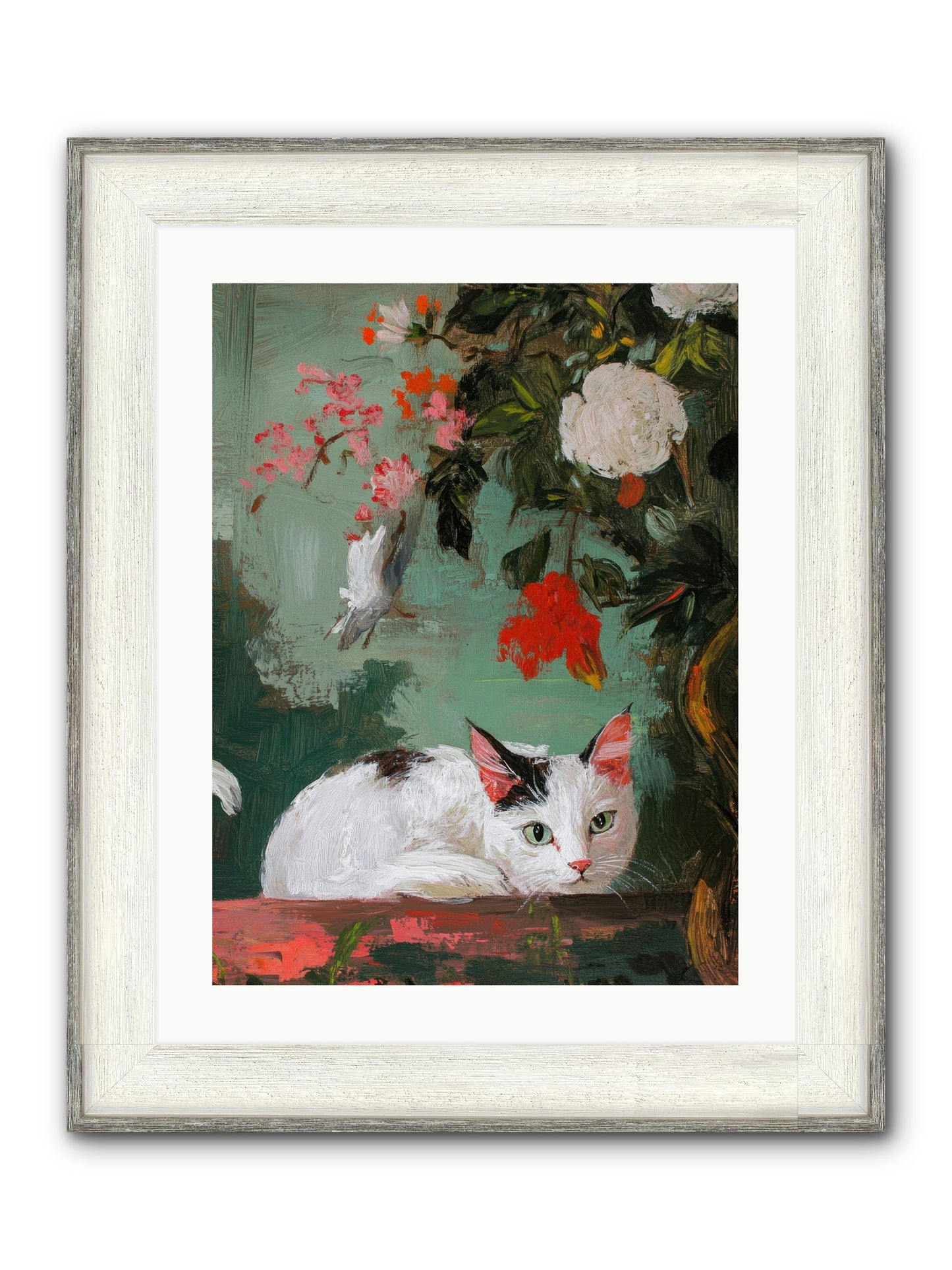 Floral Debutante Framed Print - Driftwood White 18x24