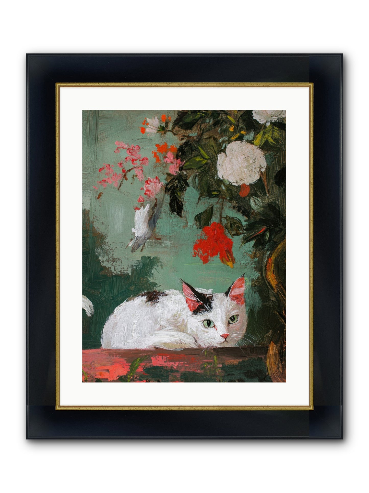 Floral Debutante Framed Print - Wide Black w/Gold 18x24