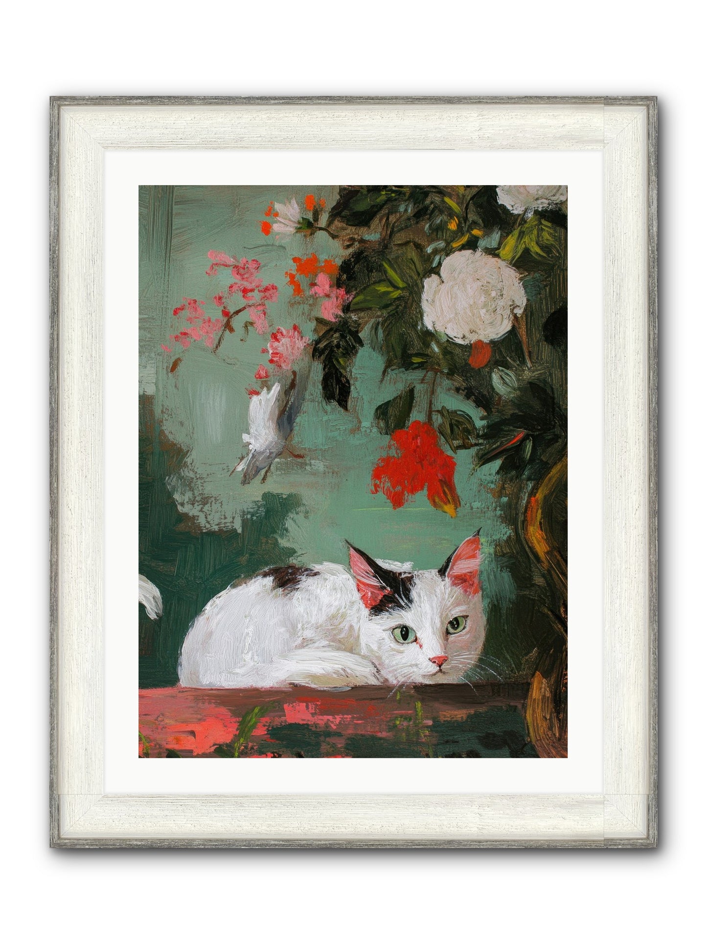 Floral Debutante Framed Print - Driftwood White 24x32