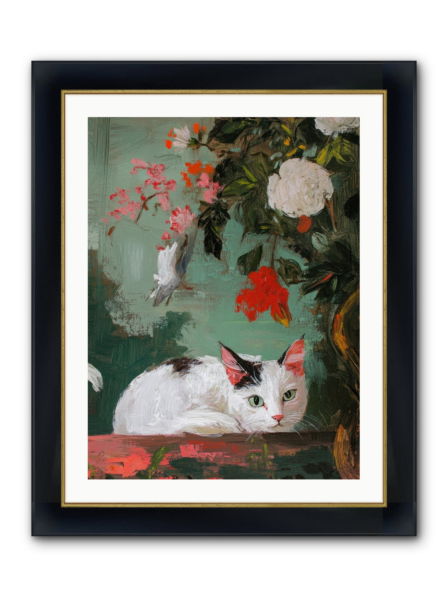 Floral Debutante Framed Print - Wide Black w/Gold 24x32