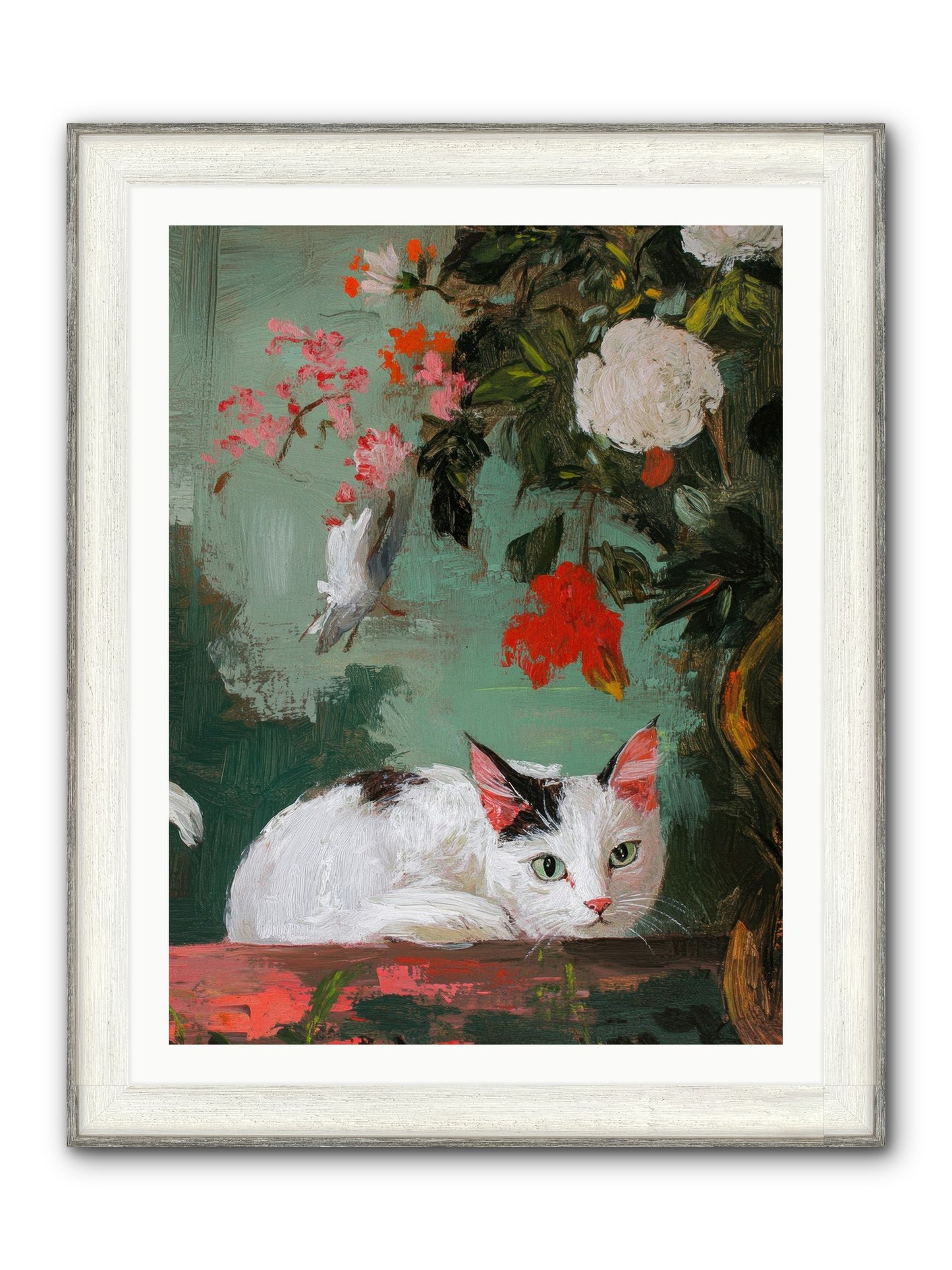 Floral Debutante Framed Print - Driftwood White 30x40