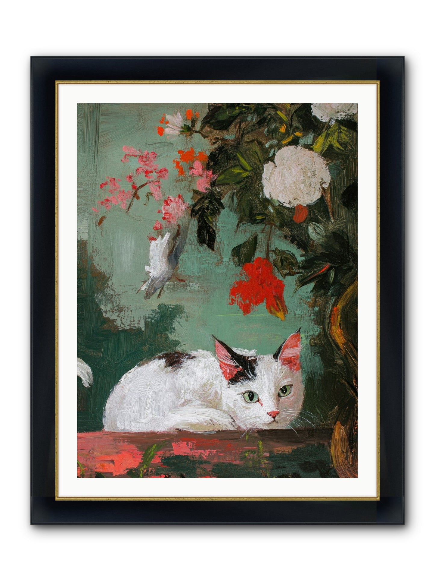 Floral Debutante Framed Print - Wide Black w/Gold 30x40