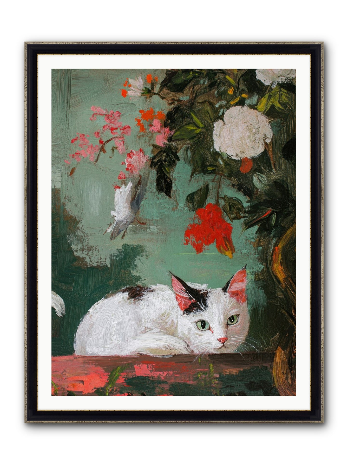 Floral Debutante Framed Print - Black & Gold 36x48