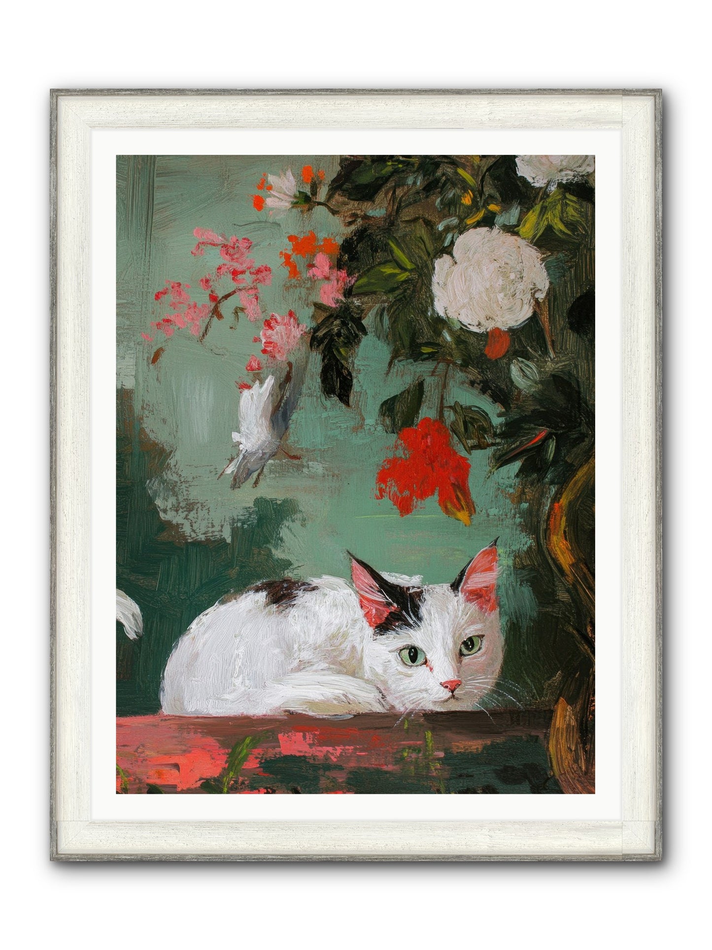 Floral Debutante Framed Print - Driftwood White 36x48