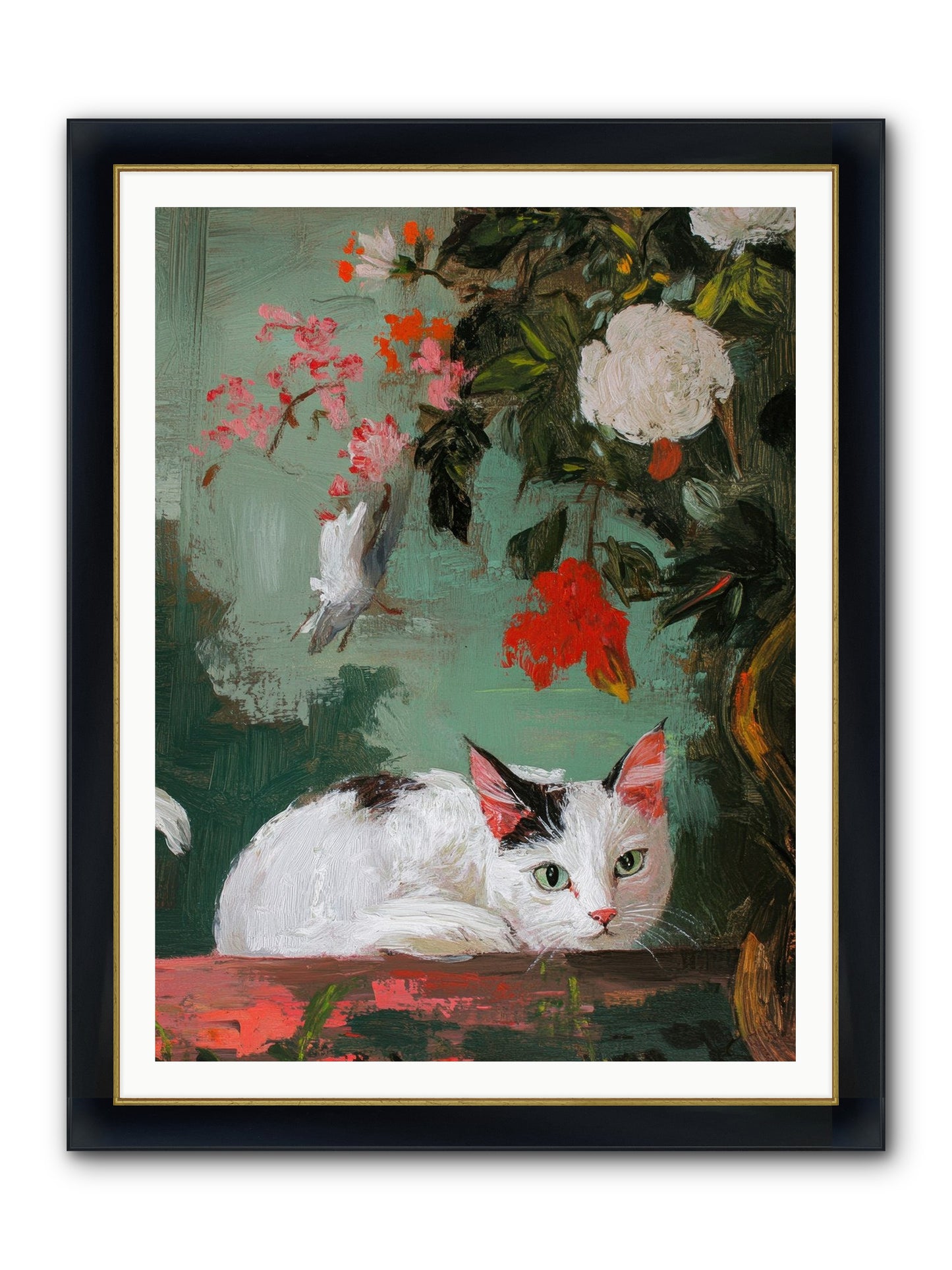 Floral Debutante Framed Print - Wide Black w/Gold 36x48