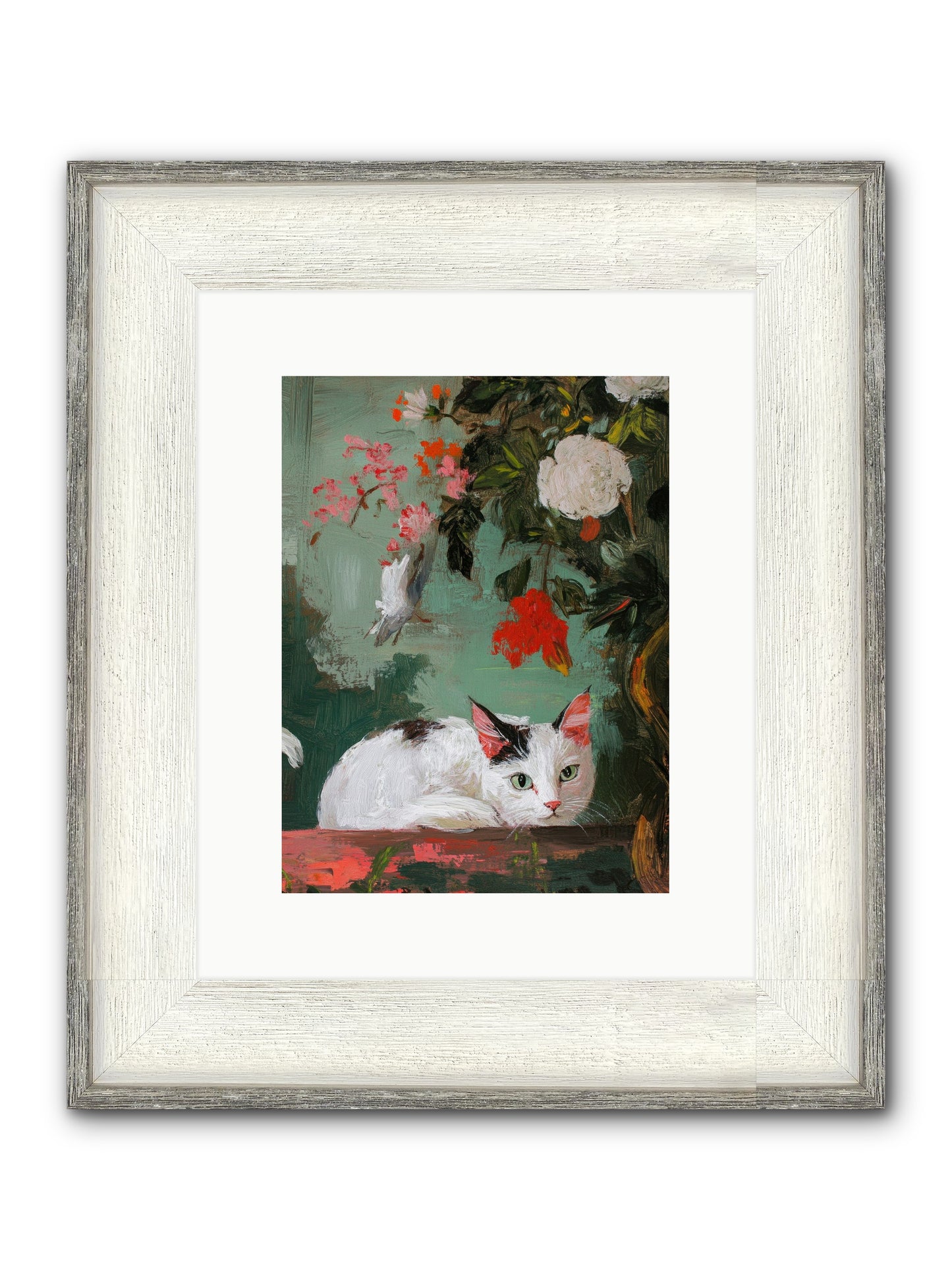 Floral Debutante Framed Print - Driftwood White 9x12