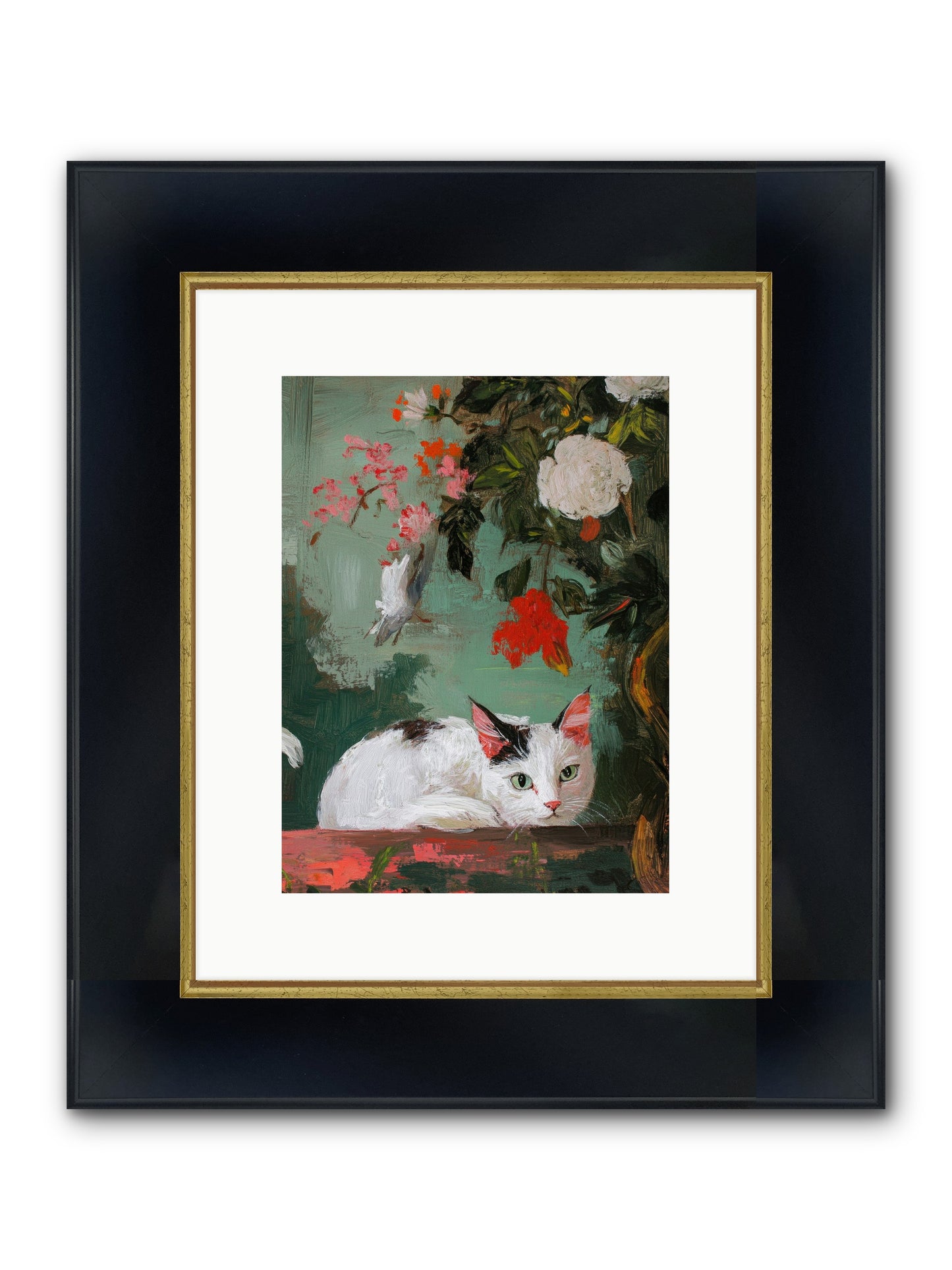 Floral Debutante Framed Print - Wide Black w/Gold 9x12