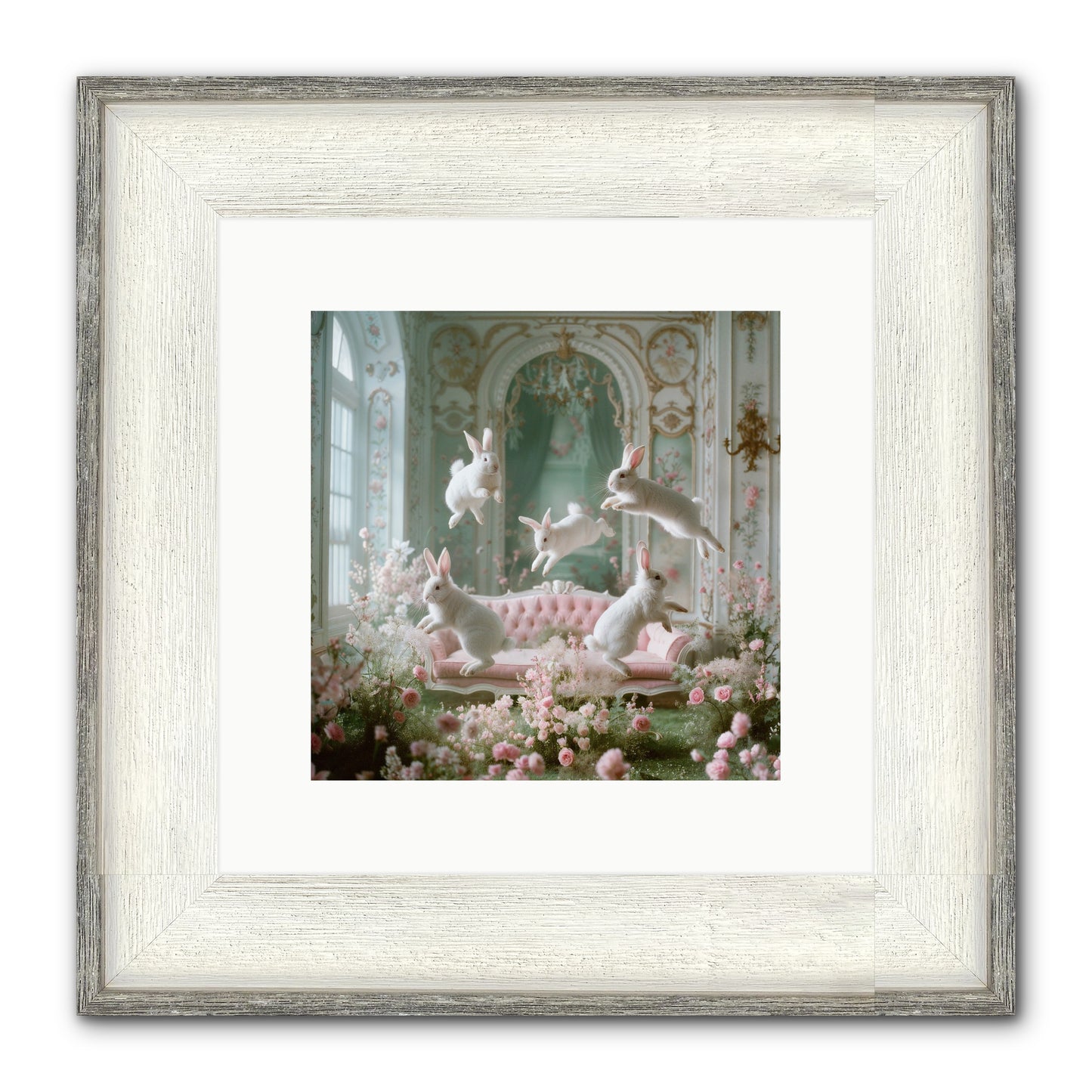 Floral Felicity Framed Print - Driftwood White 10x10