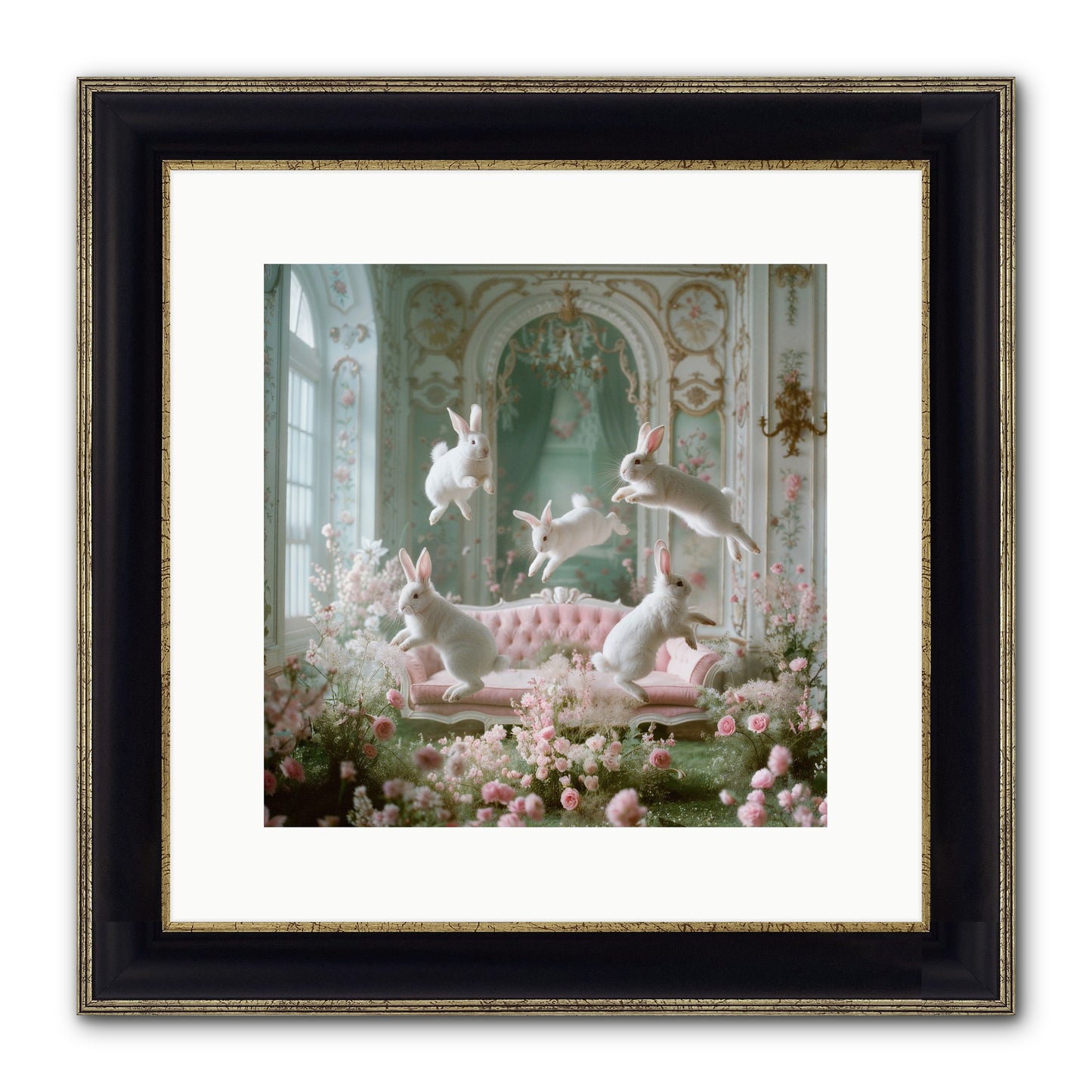 Floral Felicity Framed Print - Black & Gold 12x12
