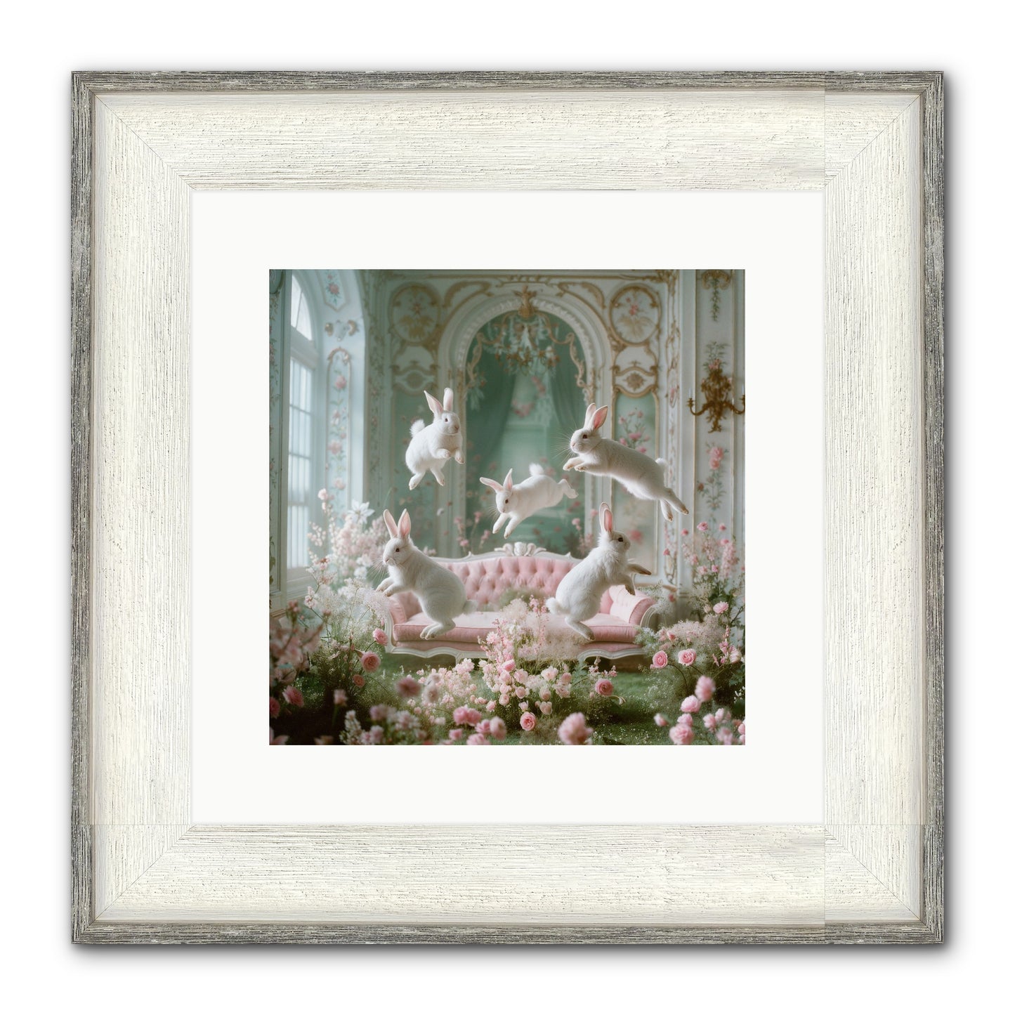 Floral Felicity Framed Print - Driftwood White 12x12