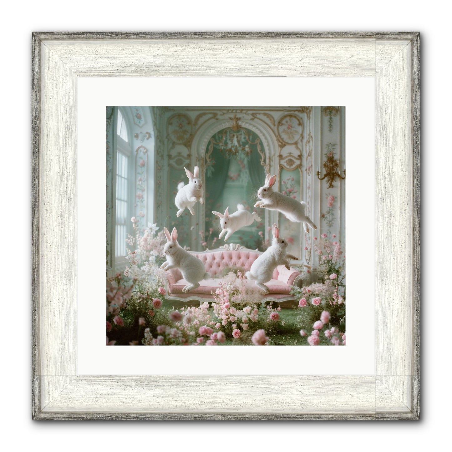 Floral Felicity Framed Print - Driftwood White 16x16