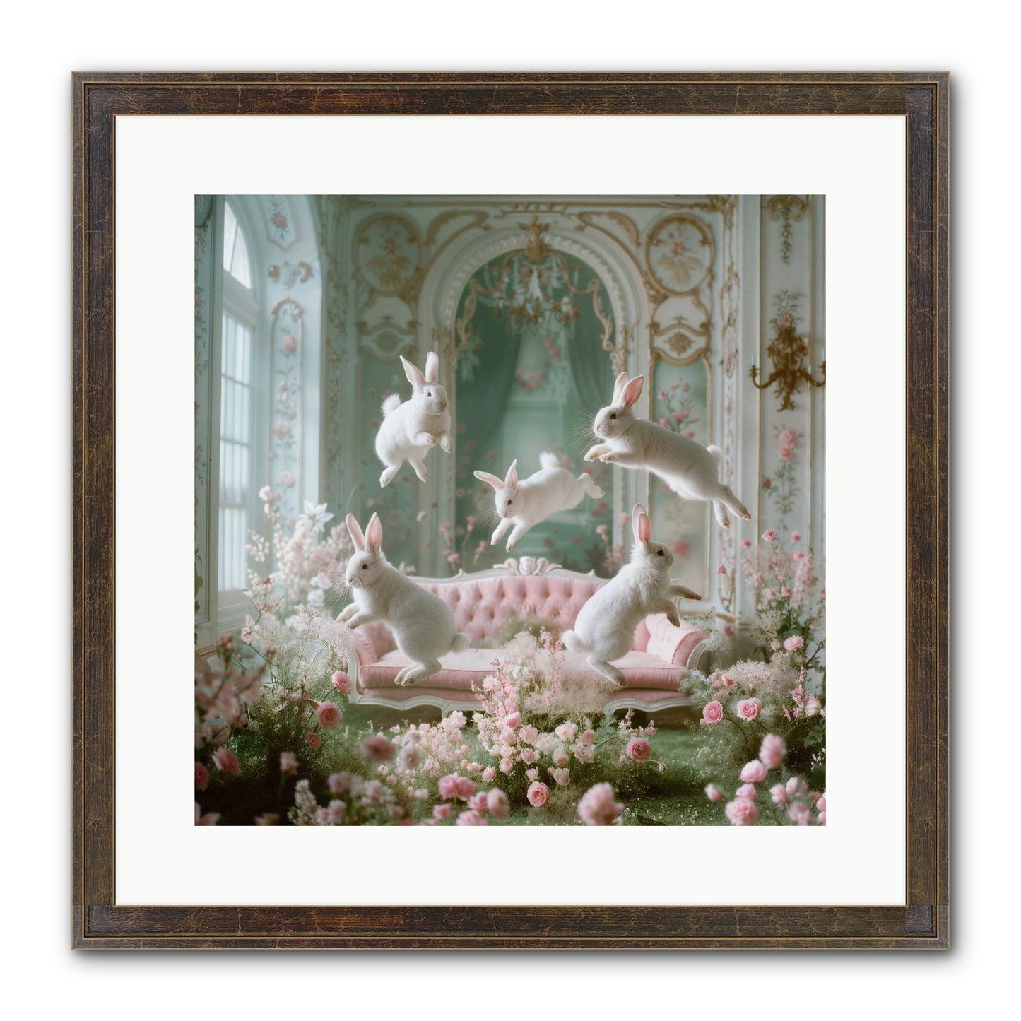 Floral Felicity Framed Print - Slimwoods Black/Gold 16x16