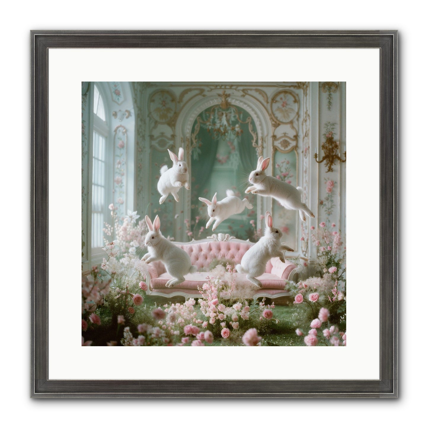 Floral Felicity Framed Print - Slimwoods Black/Silver 16x16