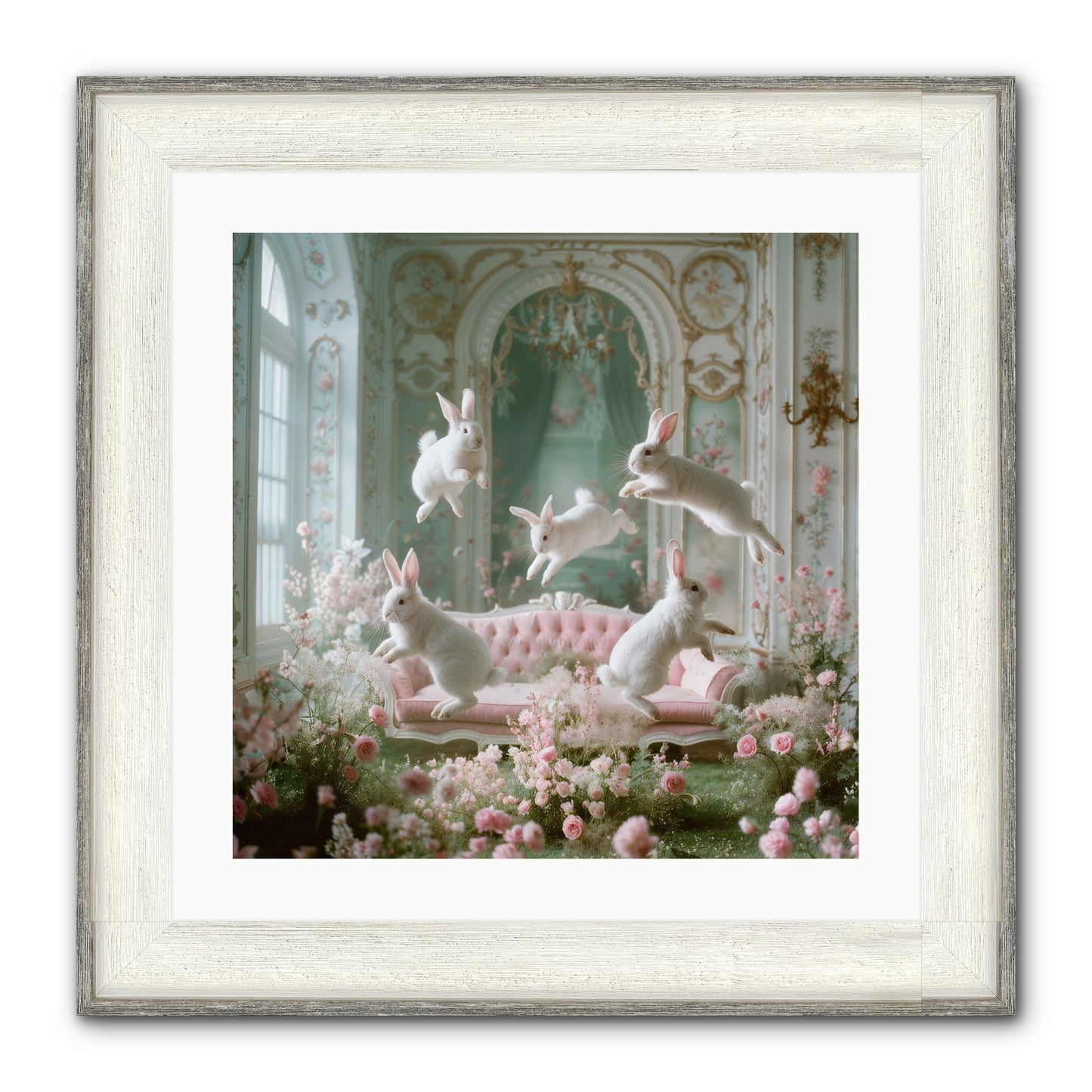 Floral Felicity Framed Print - Driftwood White 20x20