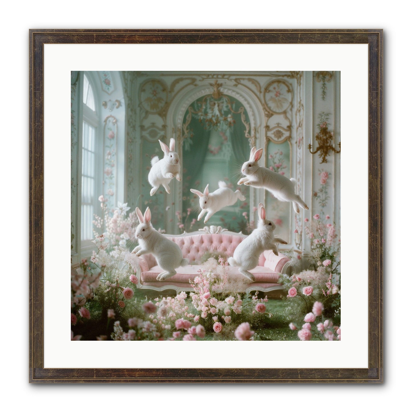 Floral Felicity Framed Print - Slimwoods Black/Gold 20x20