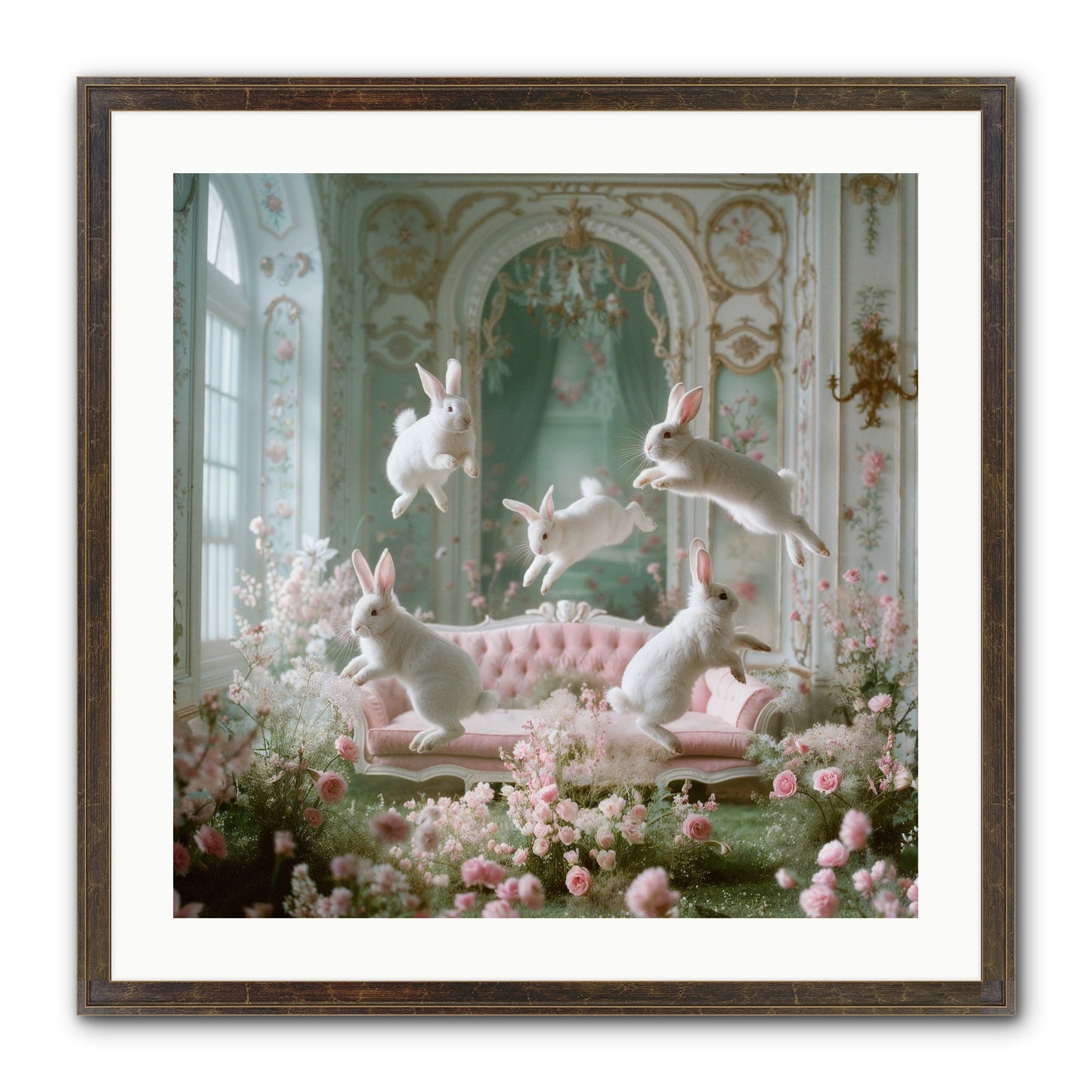 Floral Felicity Framed Print - Slimwoods Black/Gold 24x24