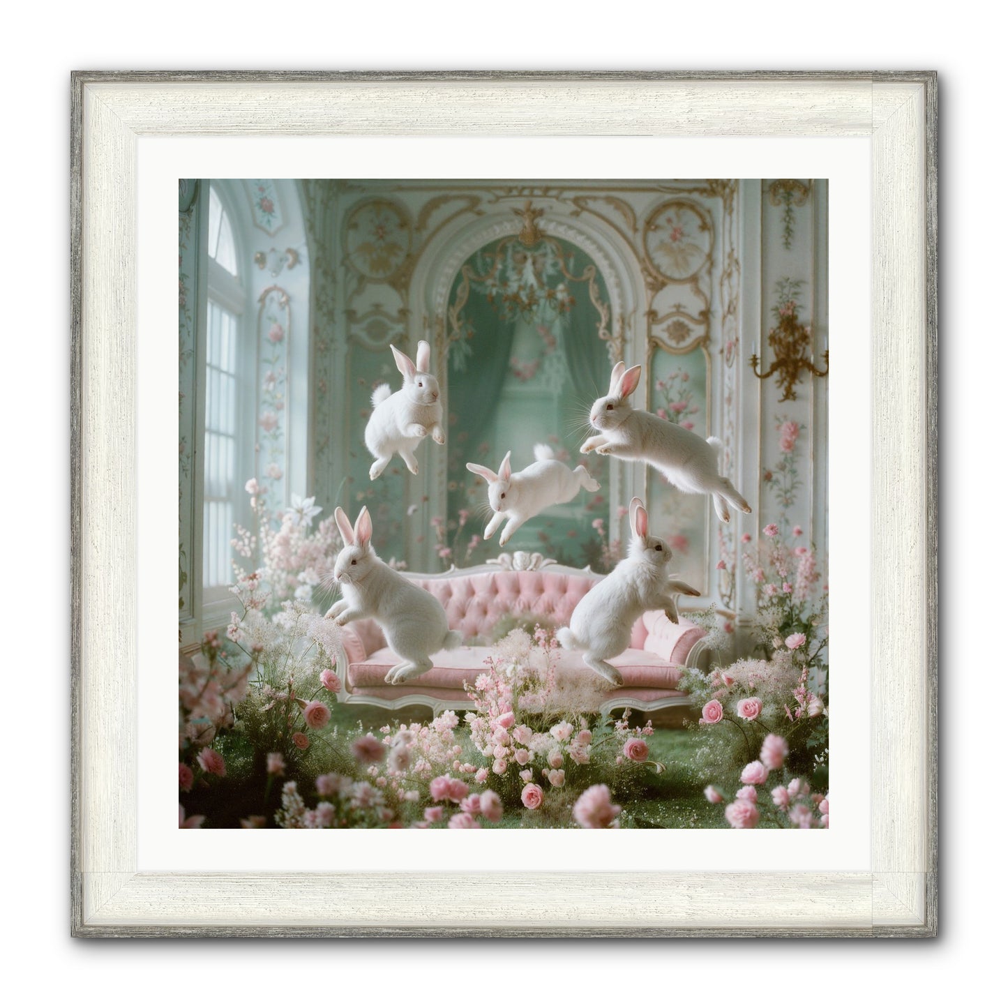 Floral Felicity Framed Print - Driftwood White 30x30