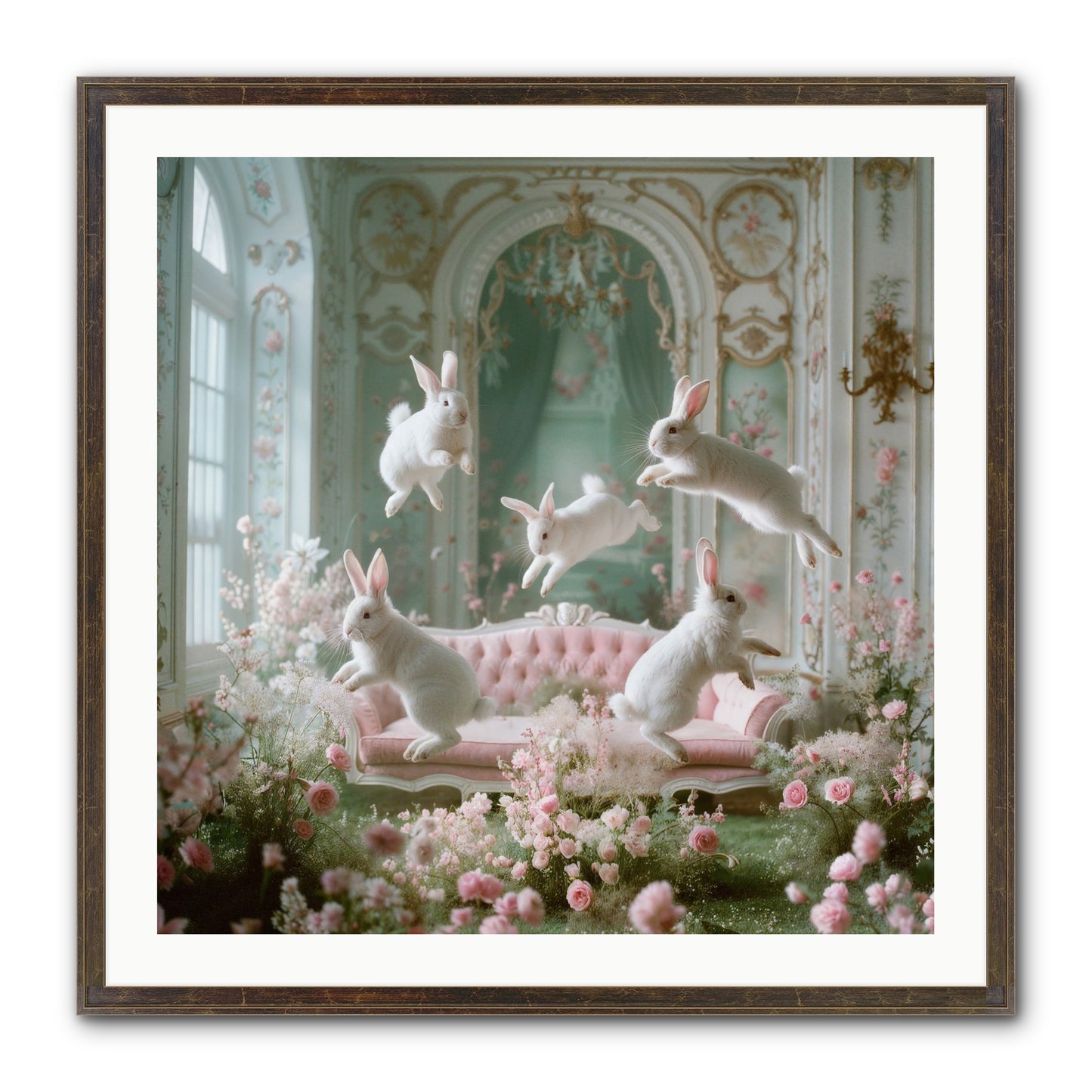 Floral Felicity Framed Print - Slimwoods Black/Gold 30x30