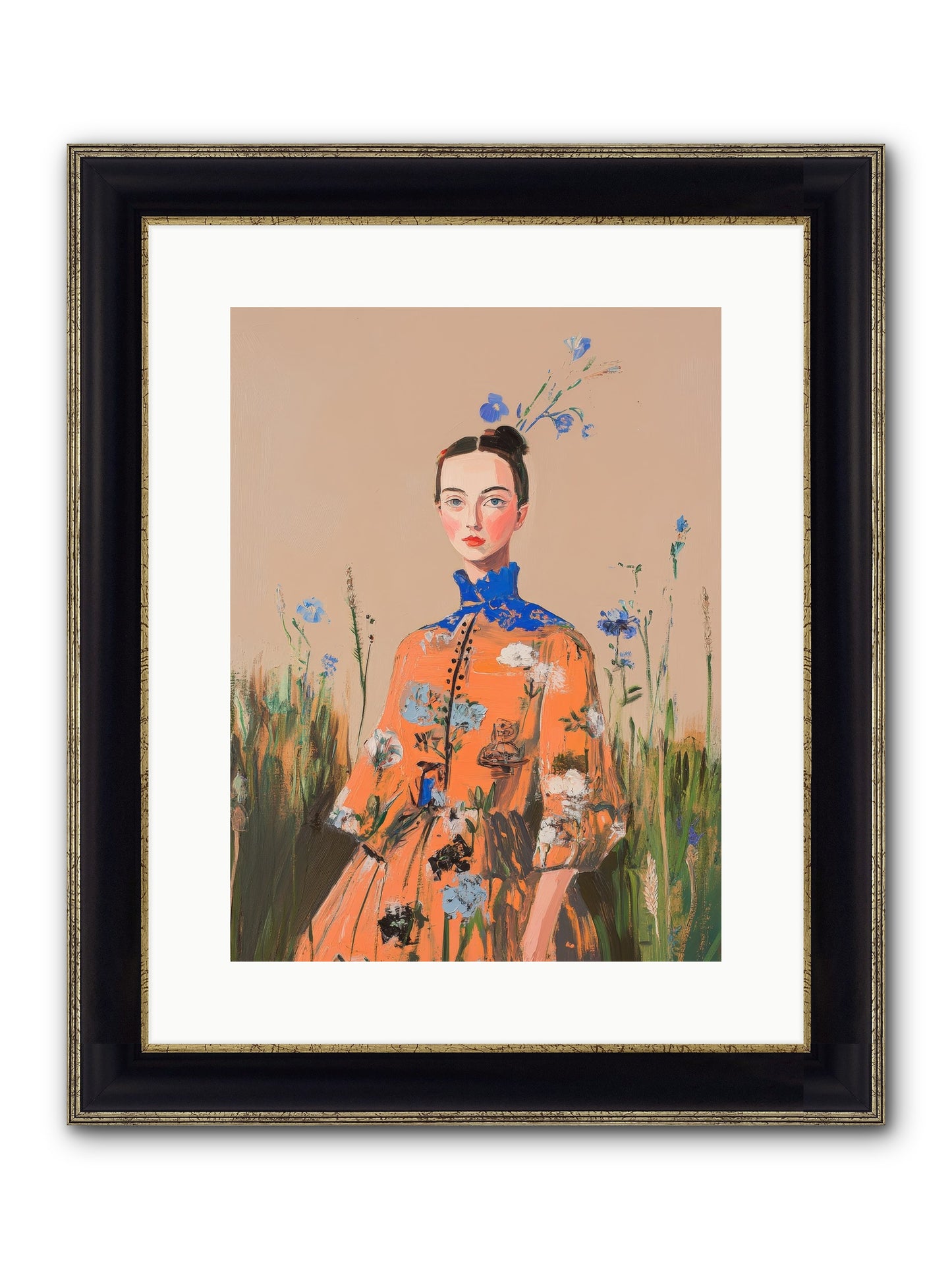 Florence Wintervale Framed Print - Black & Gold 12x16