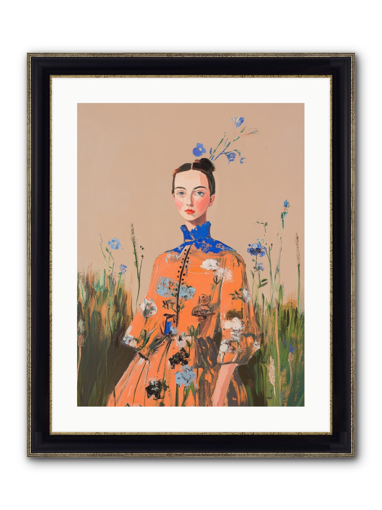 Florence Wintervale Framed Print - Black & Gold 18x24