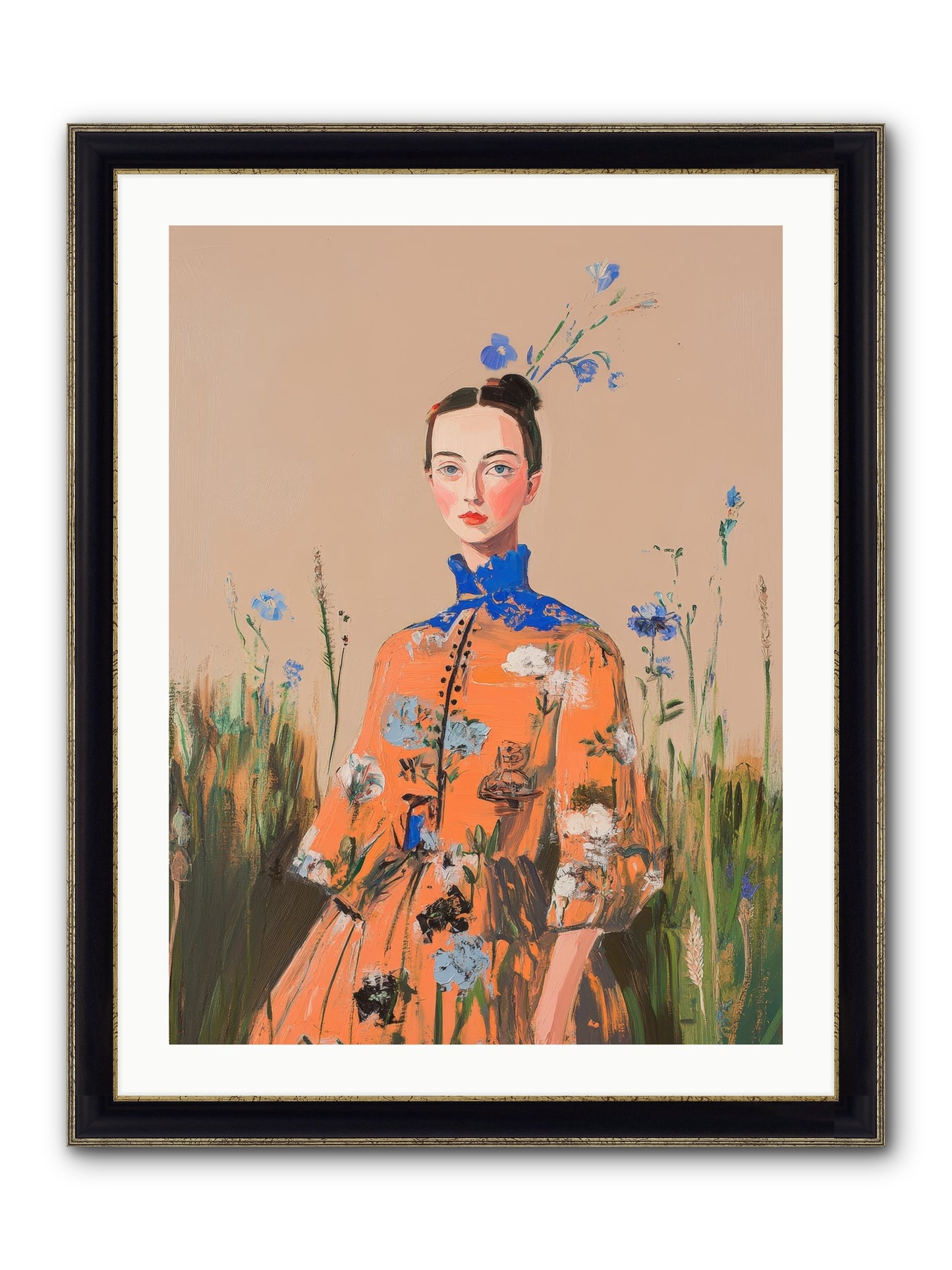 Florence Wintervale Framed Print - Black & Gold 24x32