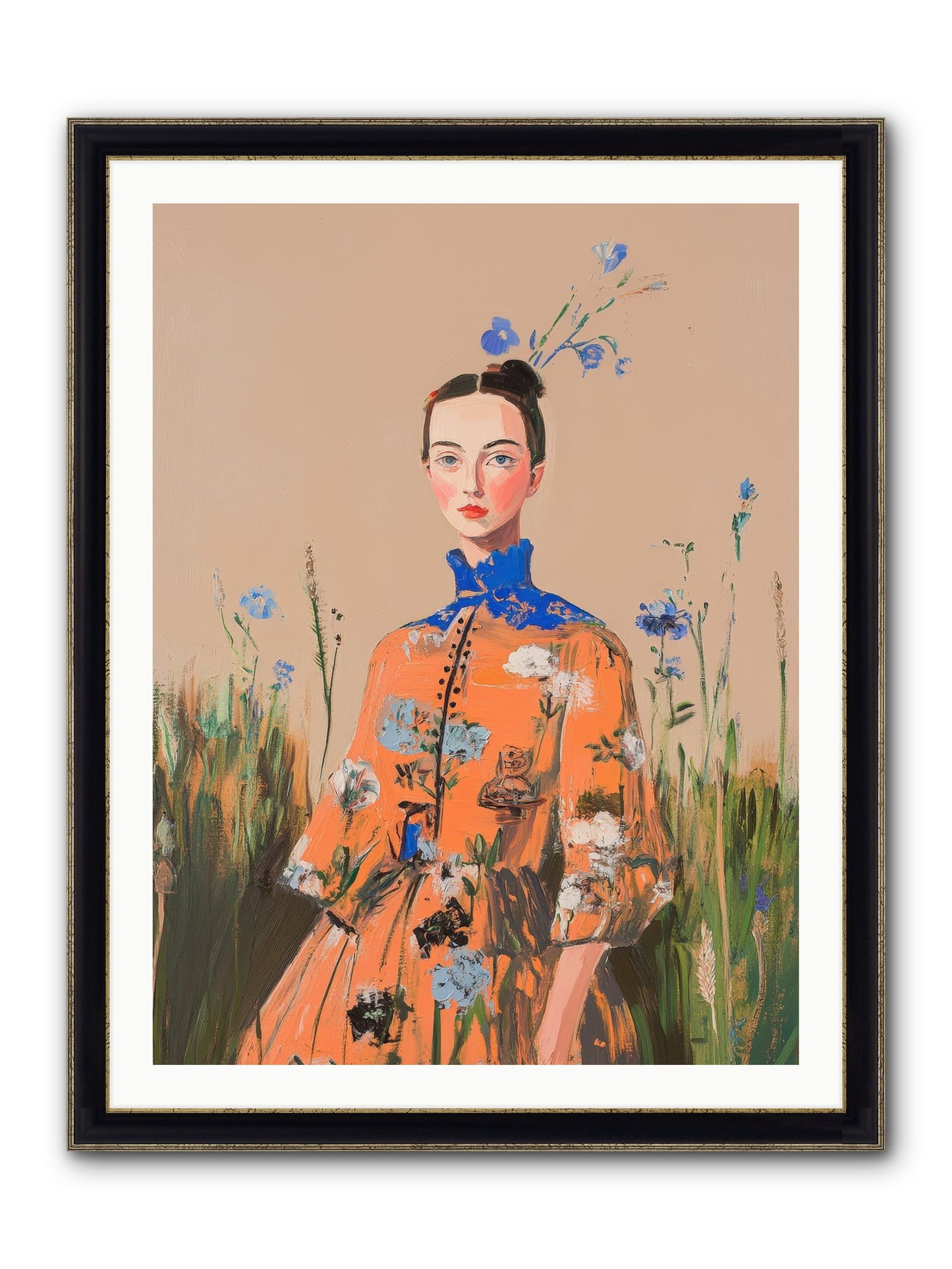 Florence Wintervale Framed Print - Black & Gold 30x40