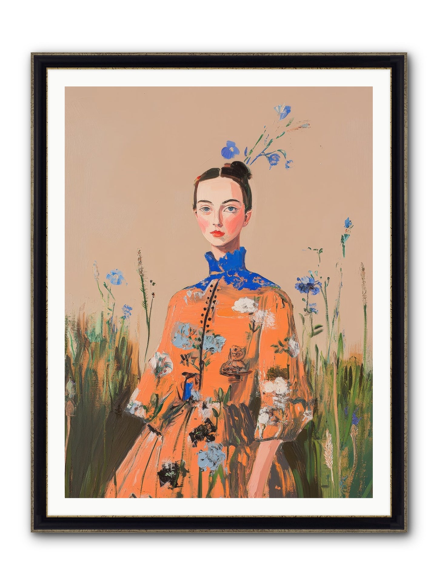 Florence Wintervale Framed Print - Black & Gold 36x48