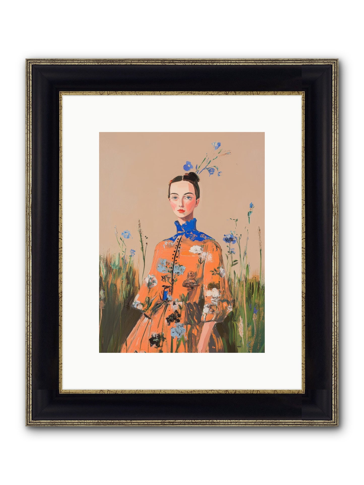 Florence Wintervale Framed Print - Black & Gold 9x12