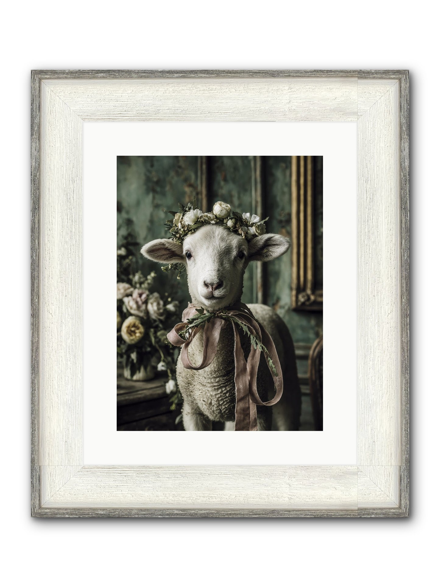Florette Framed Print - Driftwood White 12x16