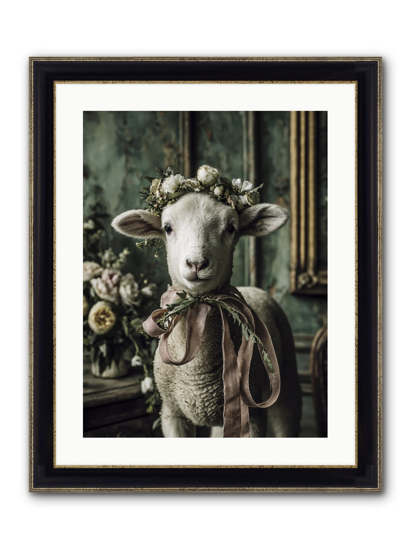 Florette Framed Print - Black & Gold 18x24