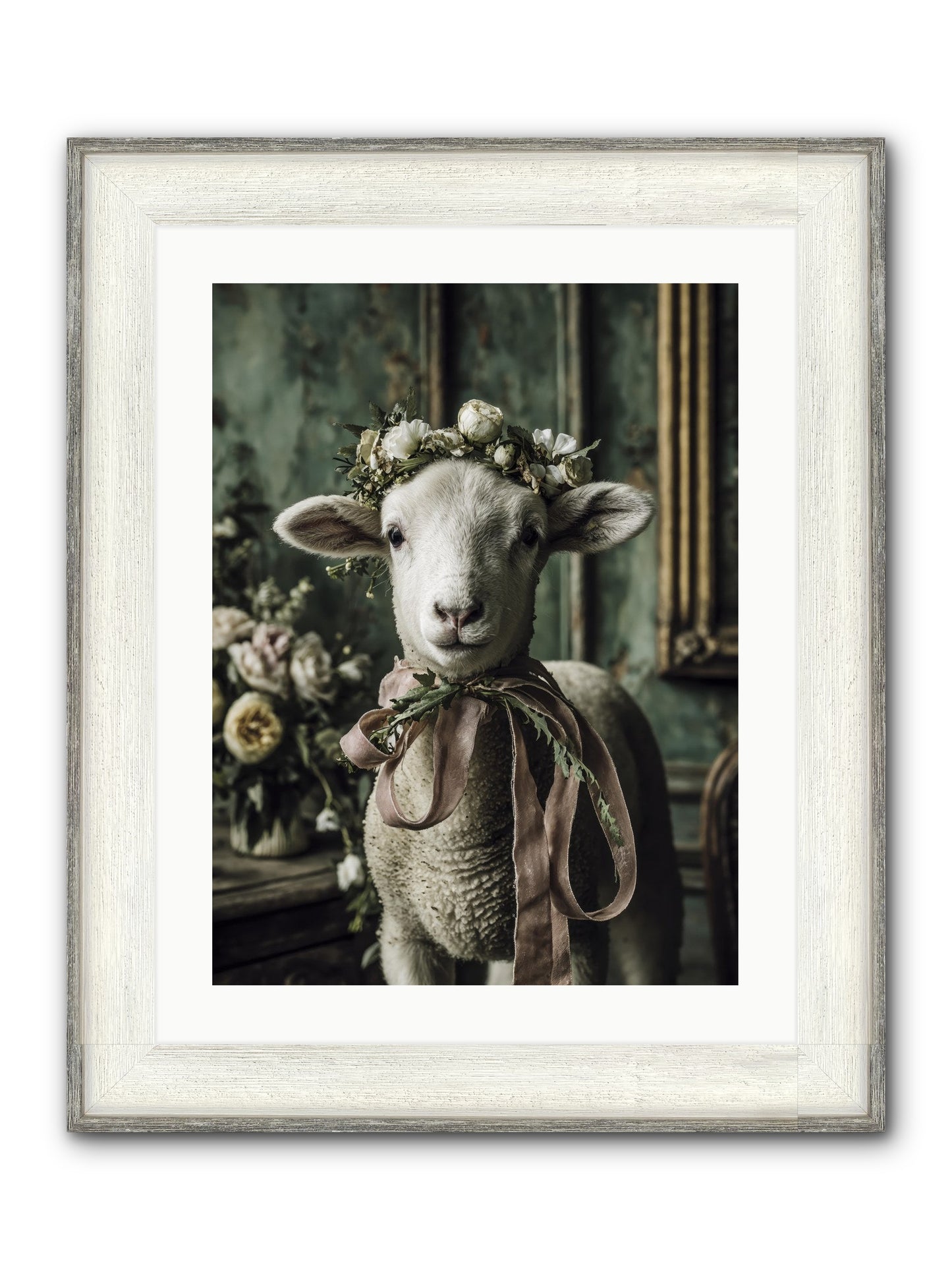Florette Framed Print - Driftwood White 18x24