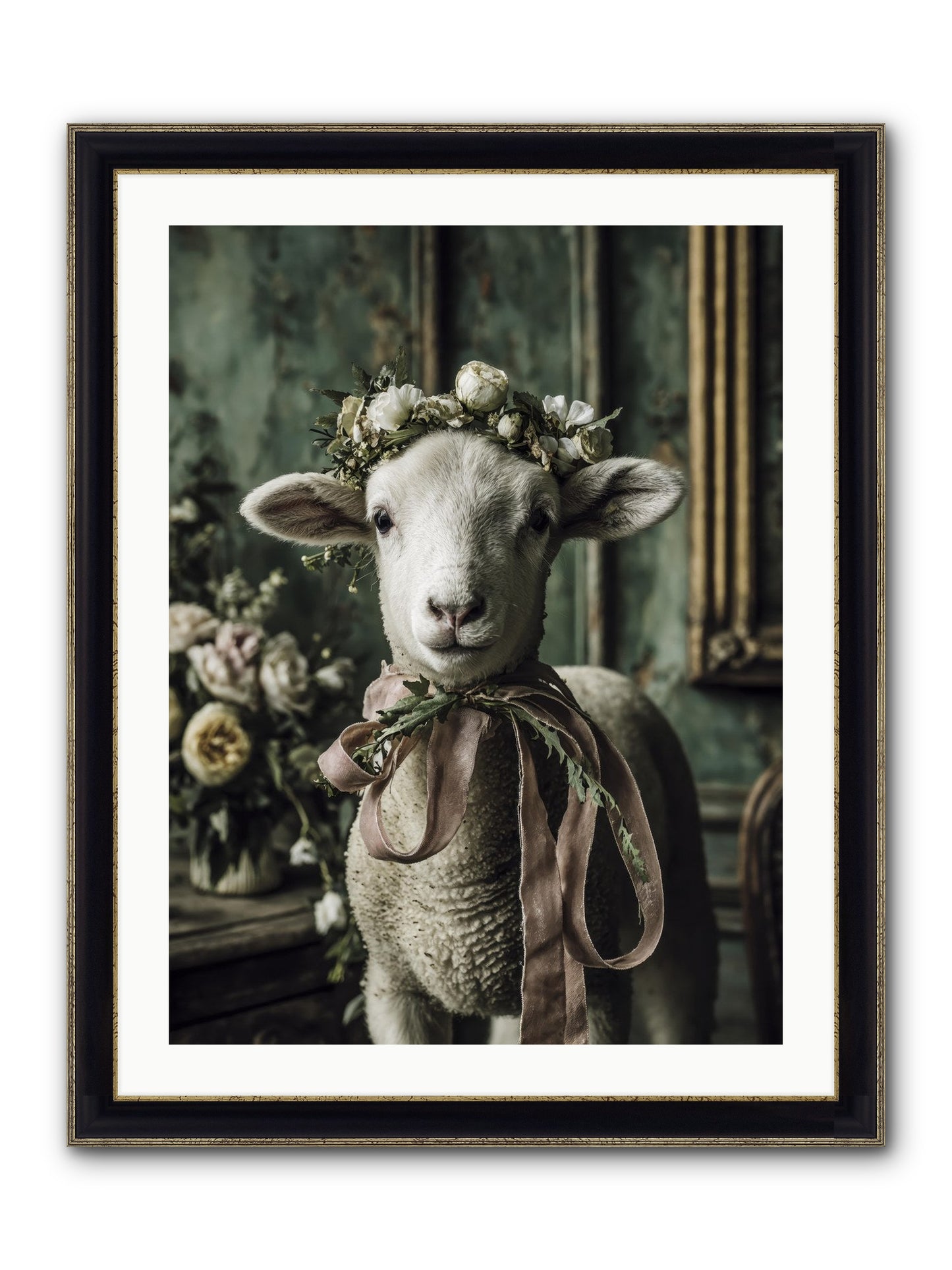 Florette Framed Print - Black & Gold 24x32