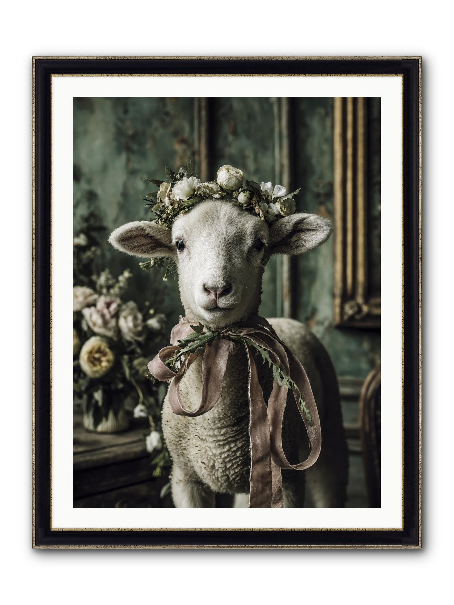 Florette Framed Print - Black & Gold 30x40