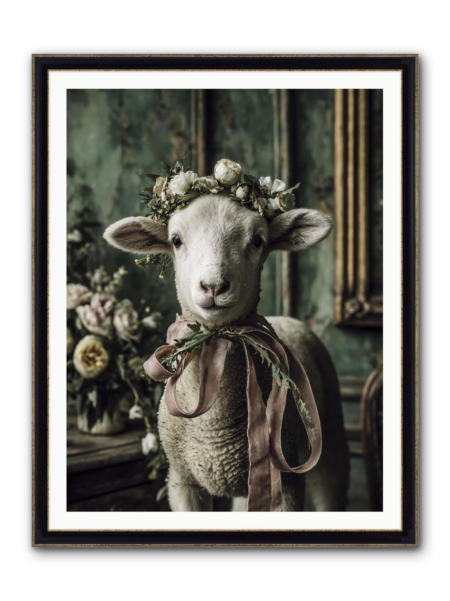 Florette Framed Print - Black & Gold 36x48
