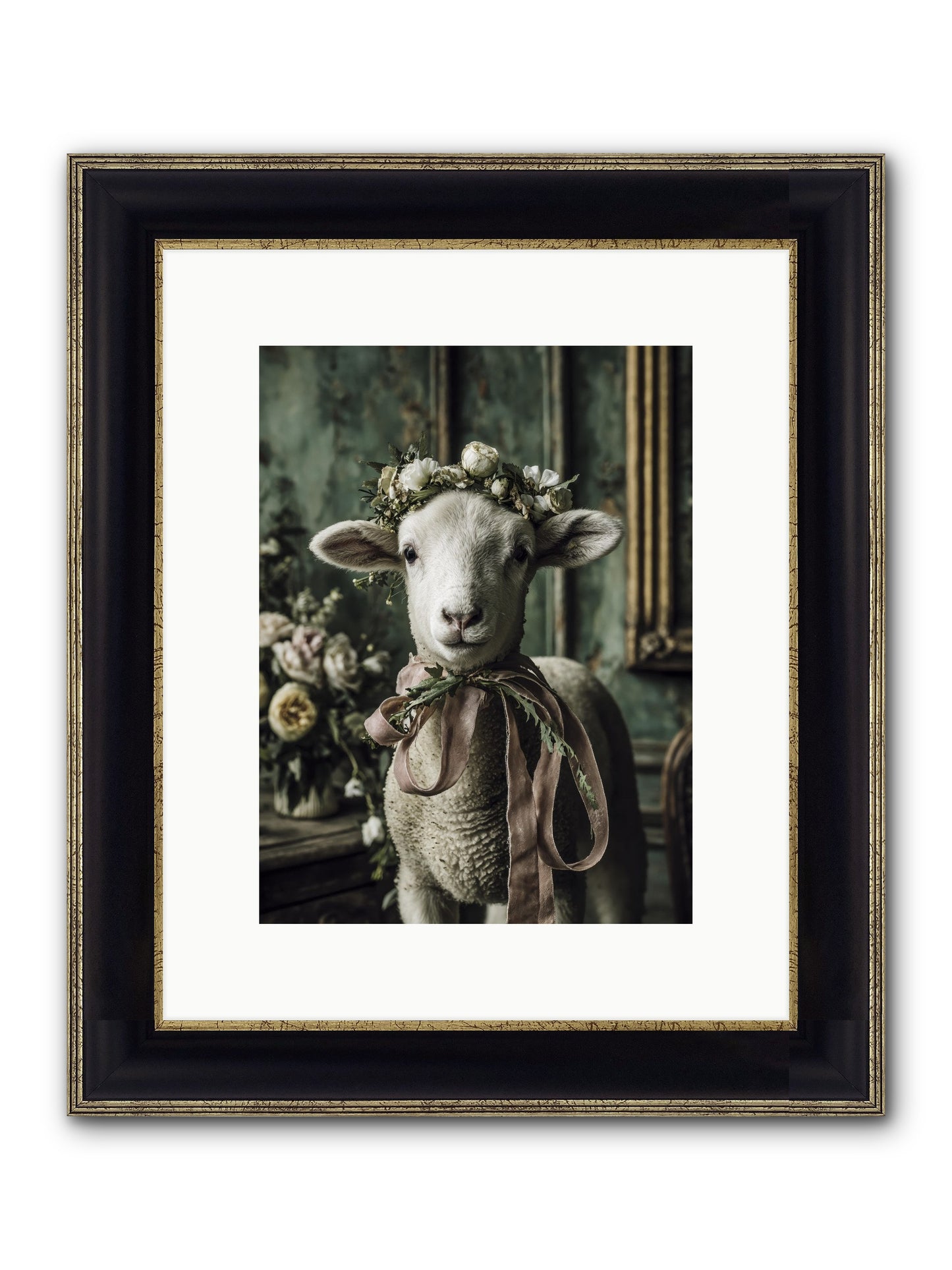 Florette Framed Print - Black & Gold 9x12