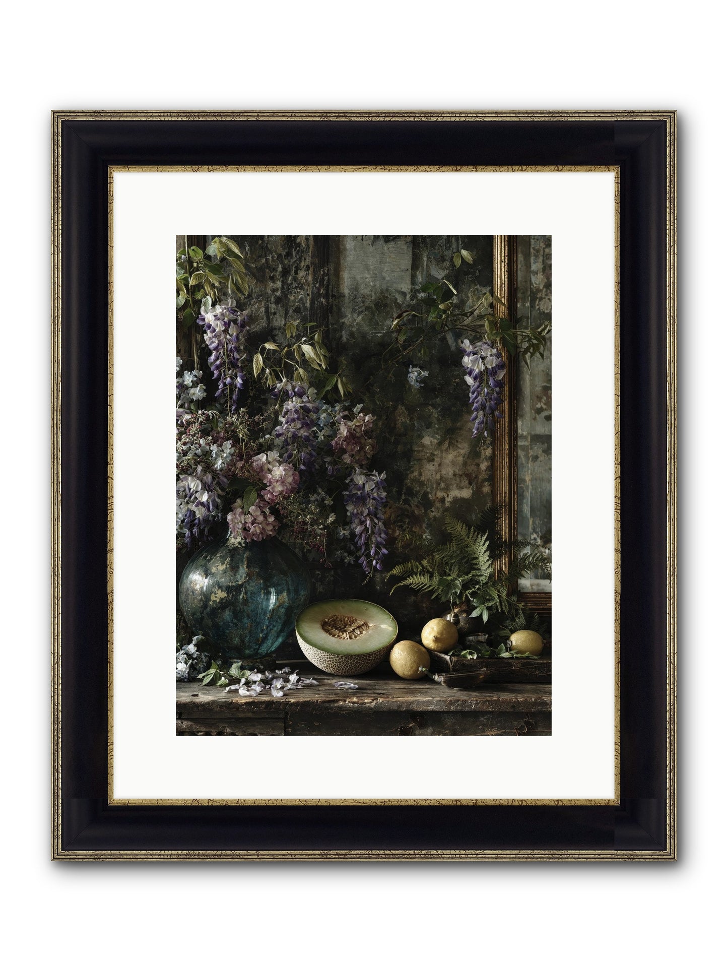 Florrie Framed Print - Black & Gold 12x16