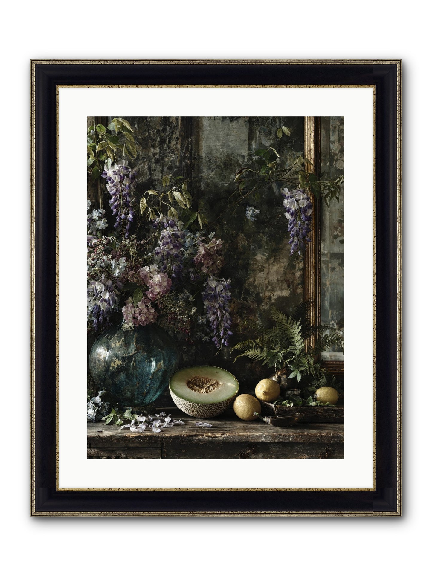Florrie Framed Print - Black & Gold 18x24