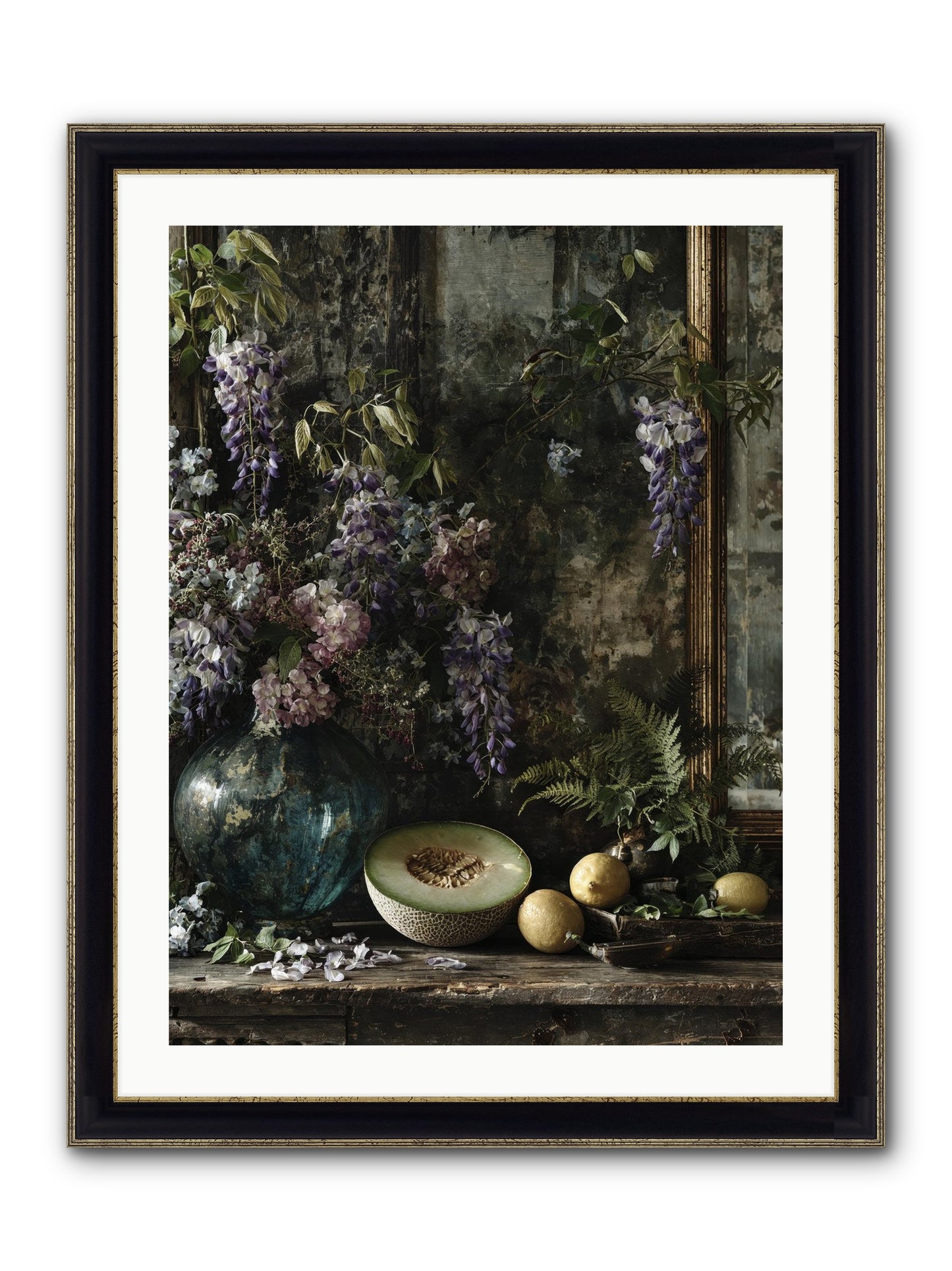 Florrie Framed Print - Black & Gold 24x32